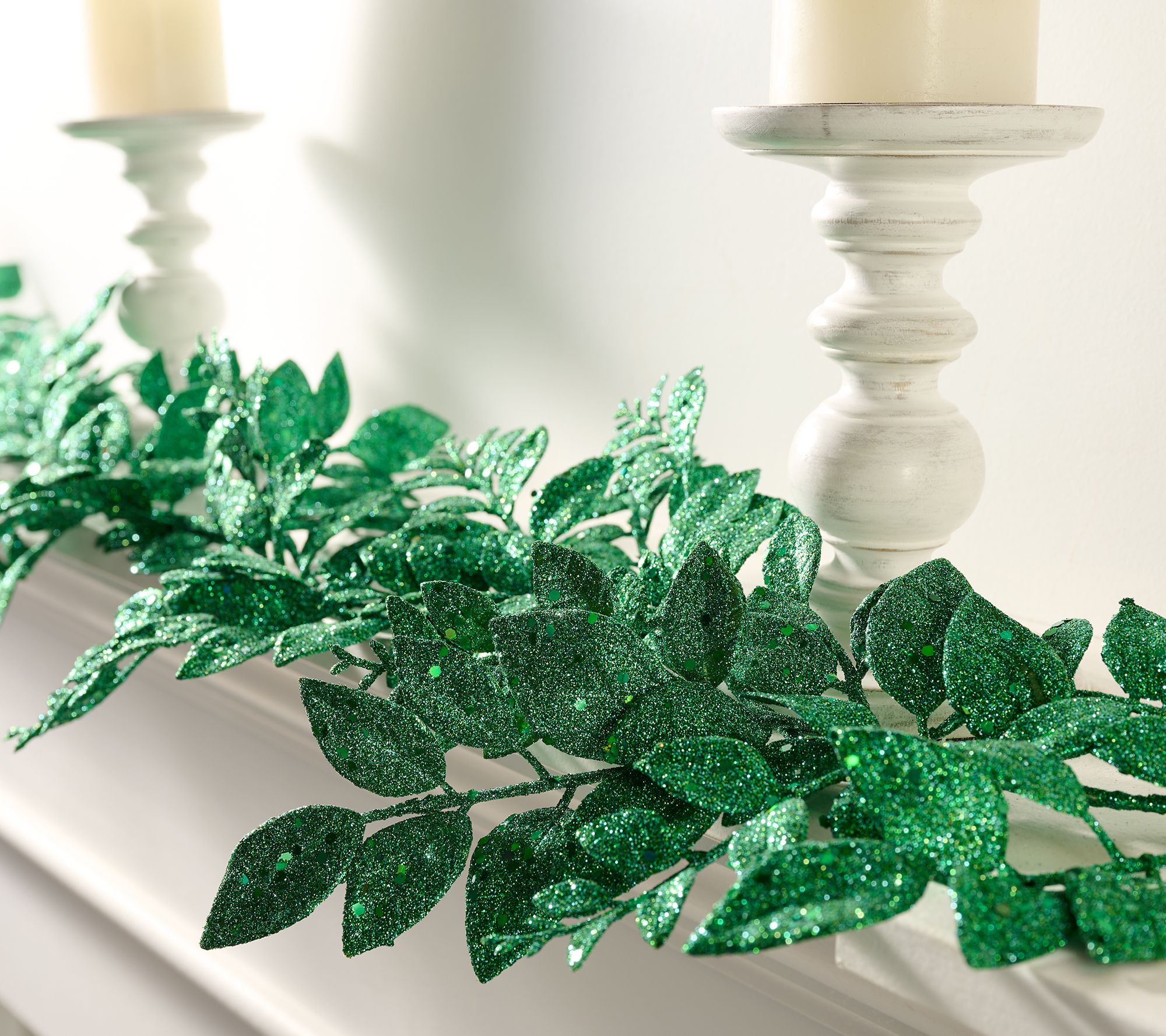 Set of 2 (4') Glittered Leaf Garlands by Valerie