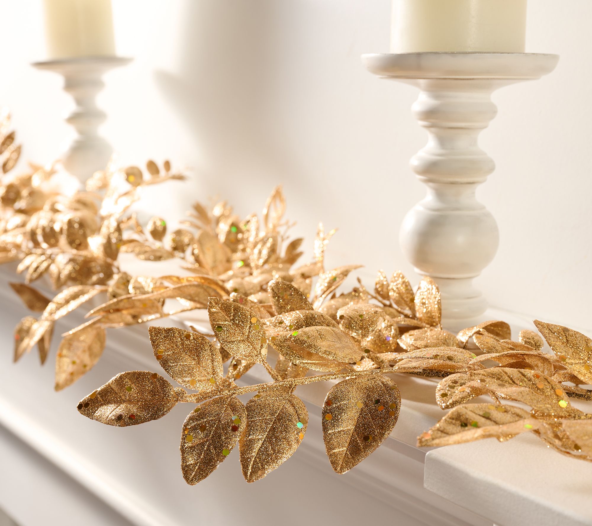 Set of 2 (4') Glittered Leaf Garlands by Valerie