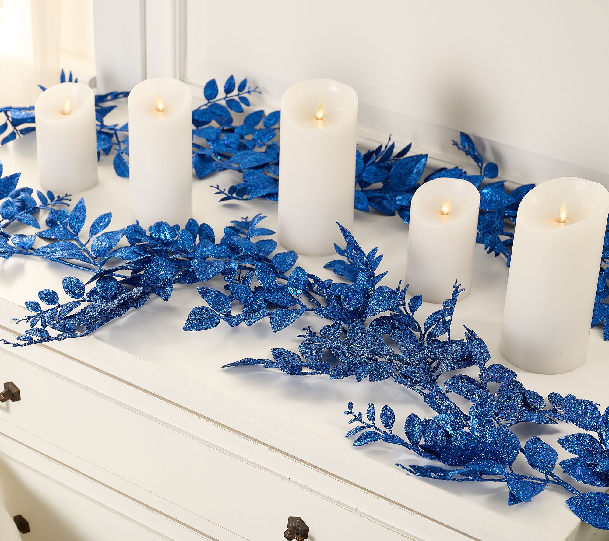 Set of 2 (4') Glittered Leaf Garlands by Valerie