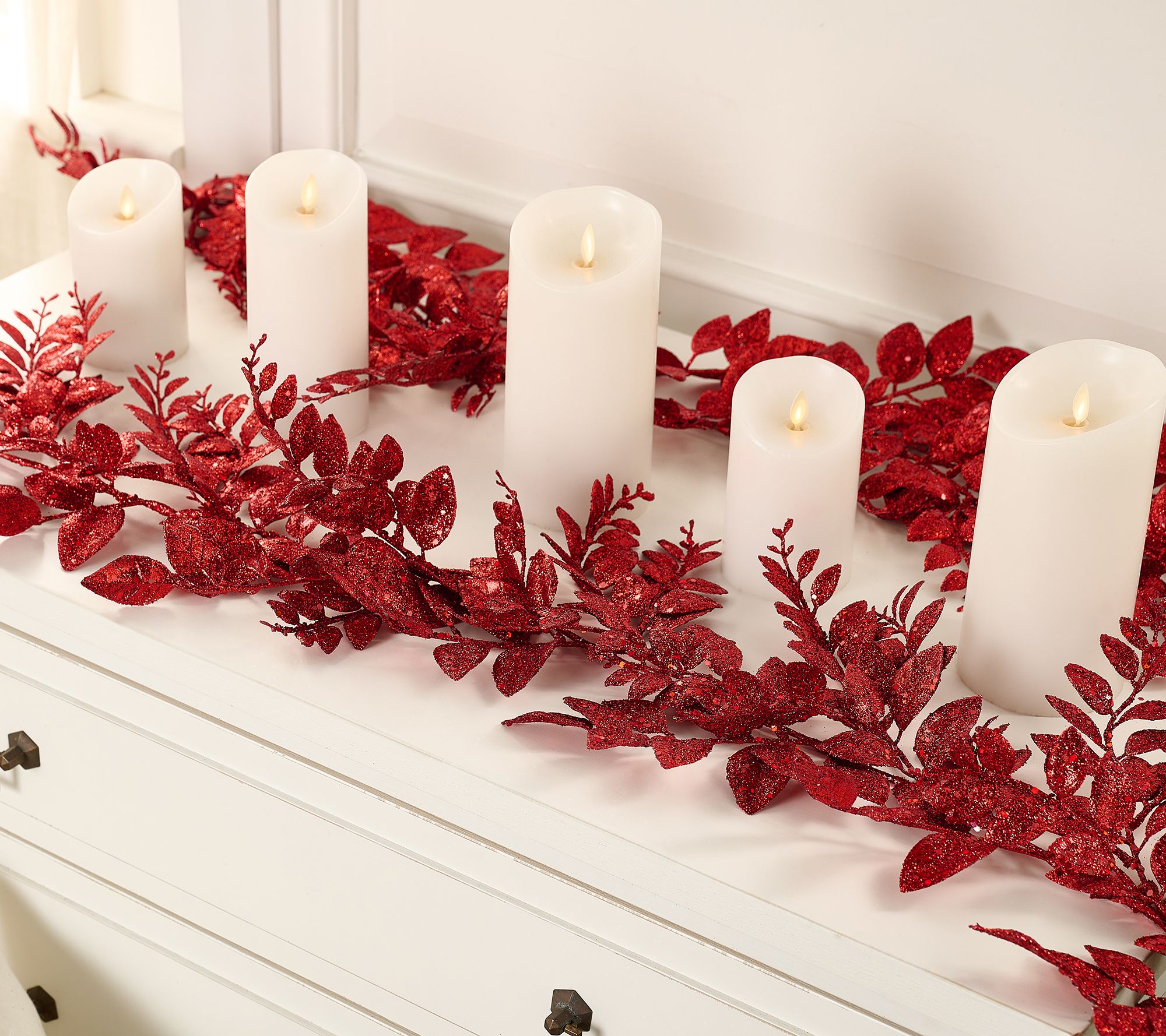 Set of 2 (4') Glittered Leaf Garlands by Valerie