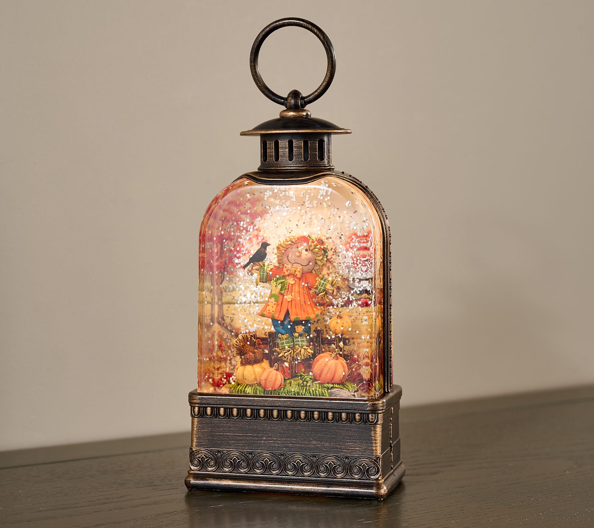 ShWk 10/13 Illuminated Glitter Lantern w/Scene by Valerie