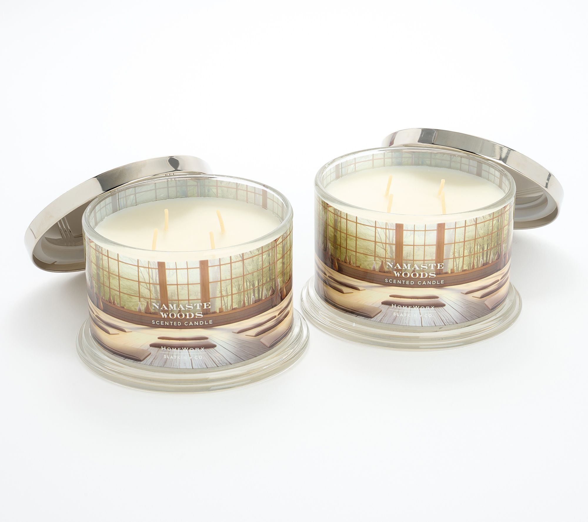 "As Is" HomeWorx by Slatkin+Co. S/2 18oz Candles Namaste Woods