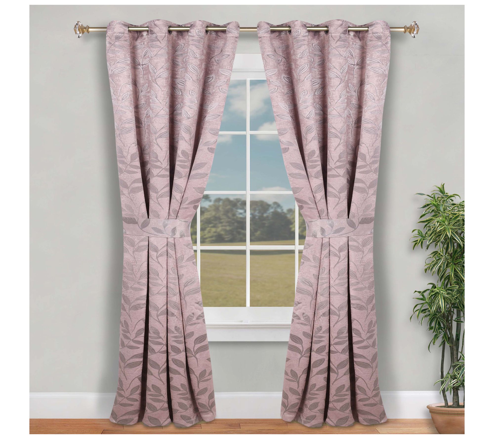 Superior Leaves Room Darkening Curtains Set, 46x84