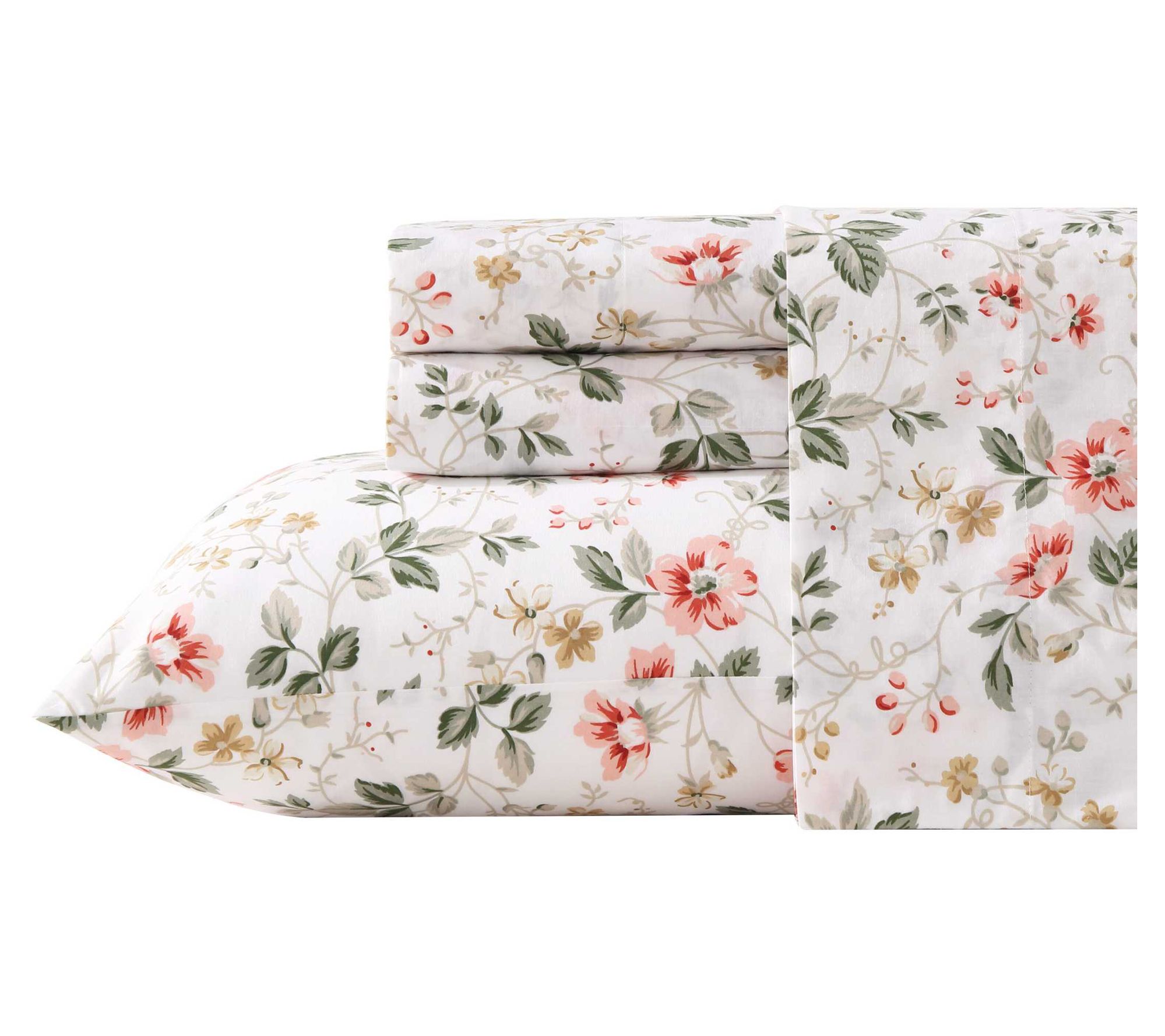 Laura Ashley Meadow Floral Gold Cotton PercaleQueen Sheet Set