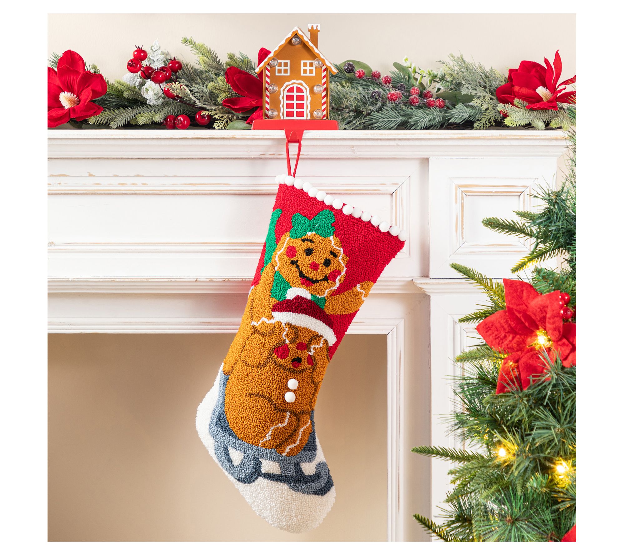 Glitzhome 21"L Gingerbread Man Hooked ChristmasStocking