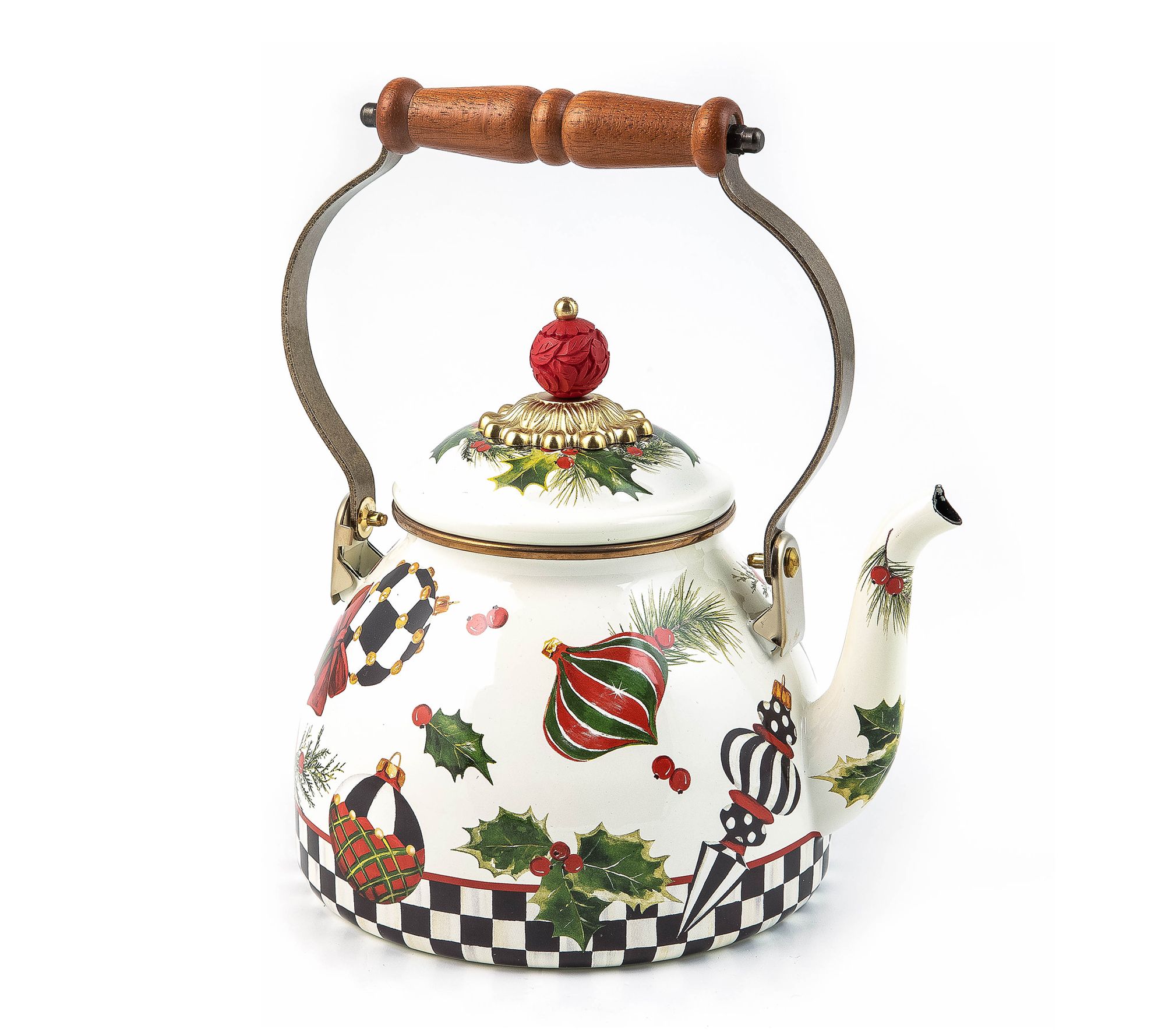 "As Is" MacKenzie- Childs Deck the Halls 2QT Tea Kettle