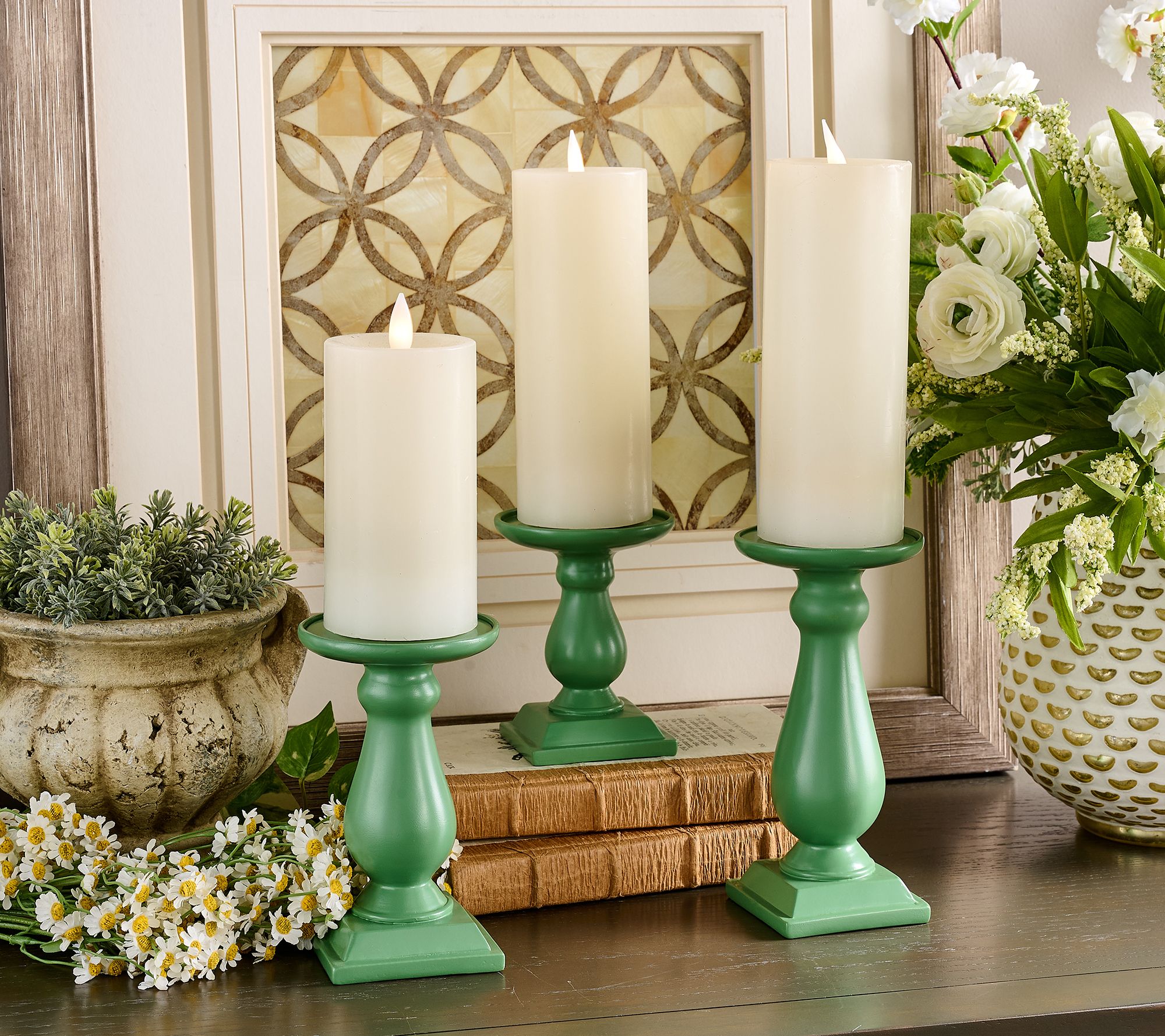 Set of 3 Flippable Pedestal Candleholders by Valerie