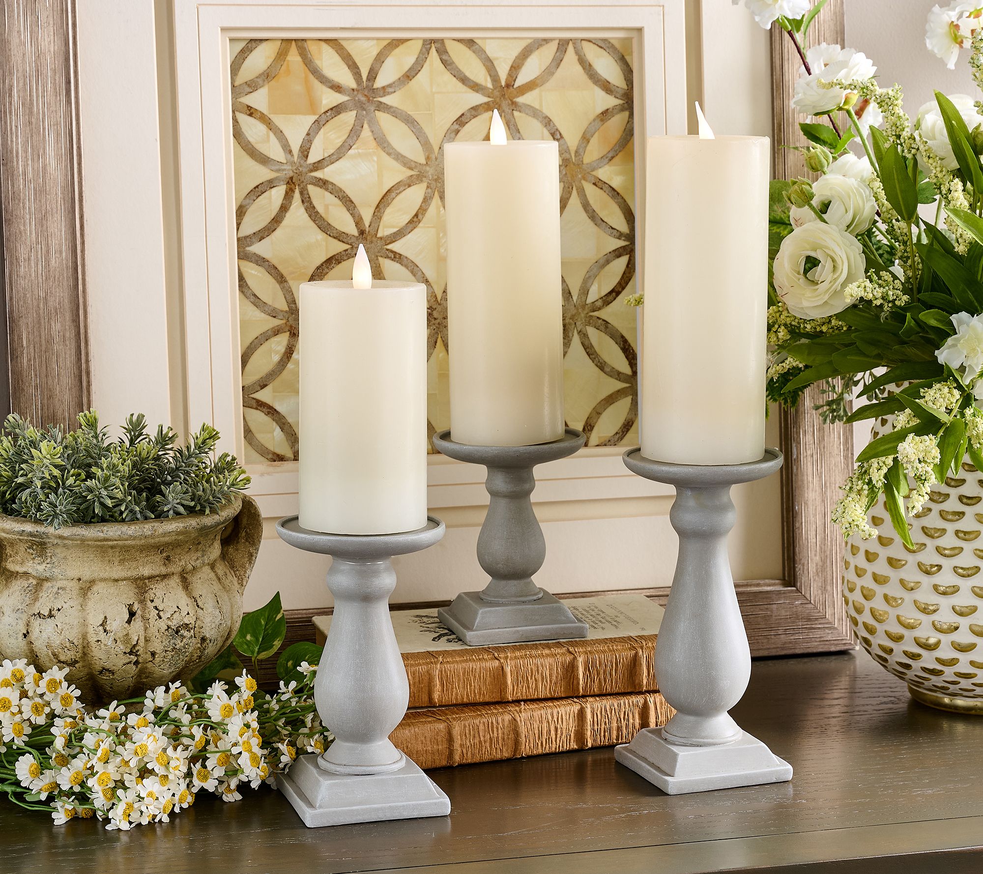 Set of 3 Flippable Pedestal Candleholders by Valerie