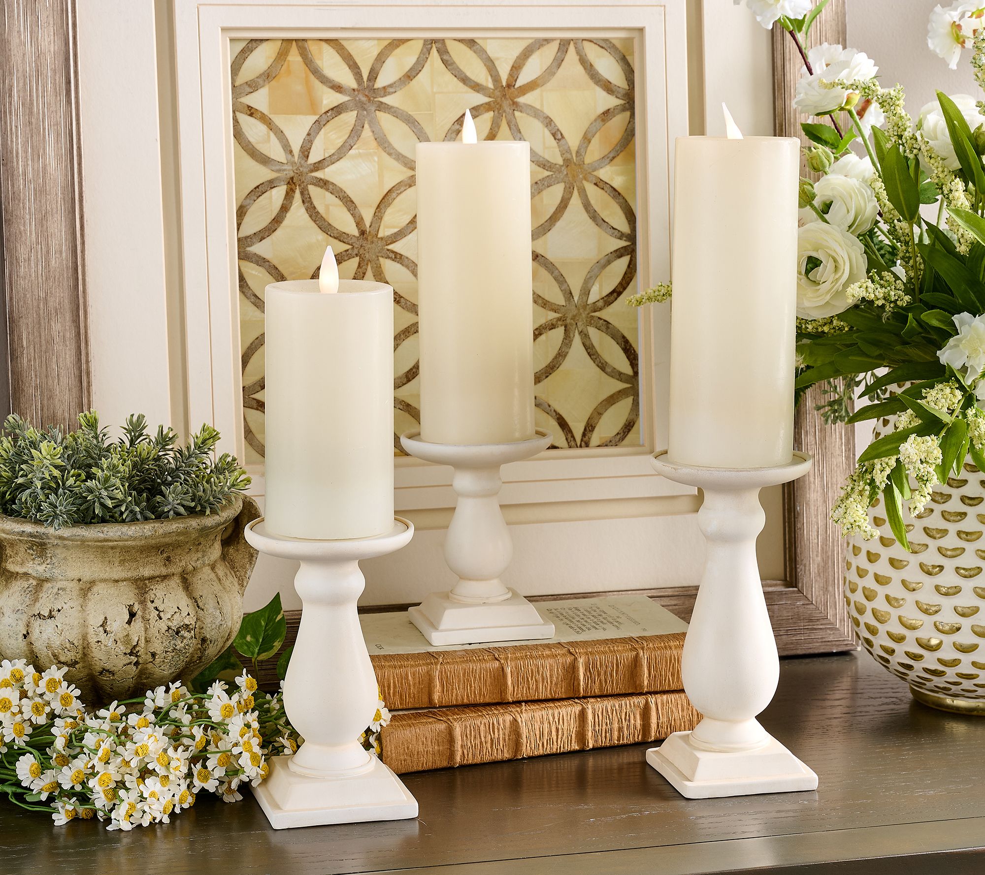 Set of 3 Flippable Pedestal Candleholders by Valerie