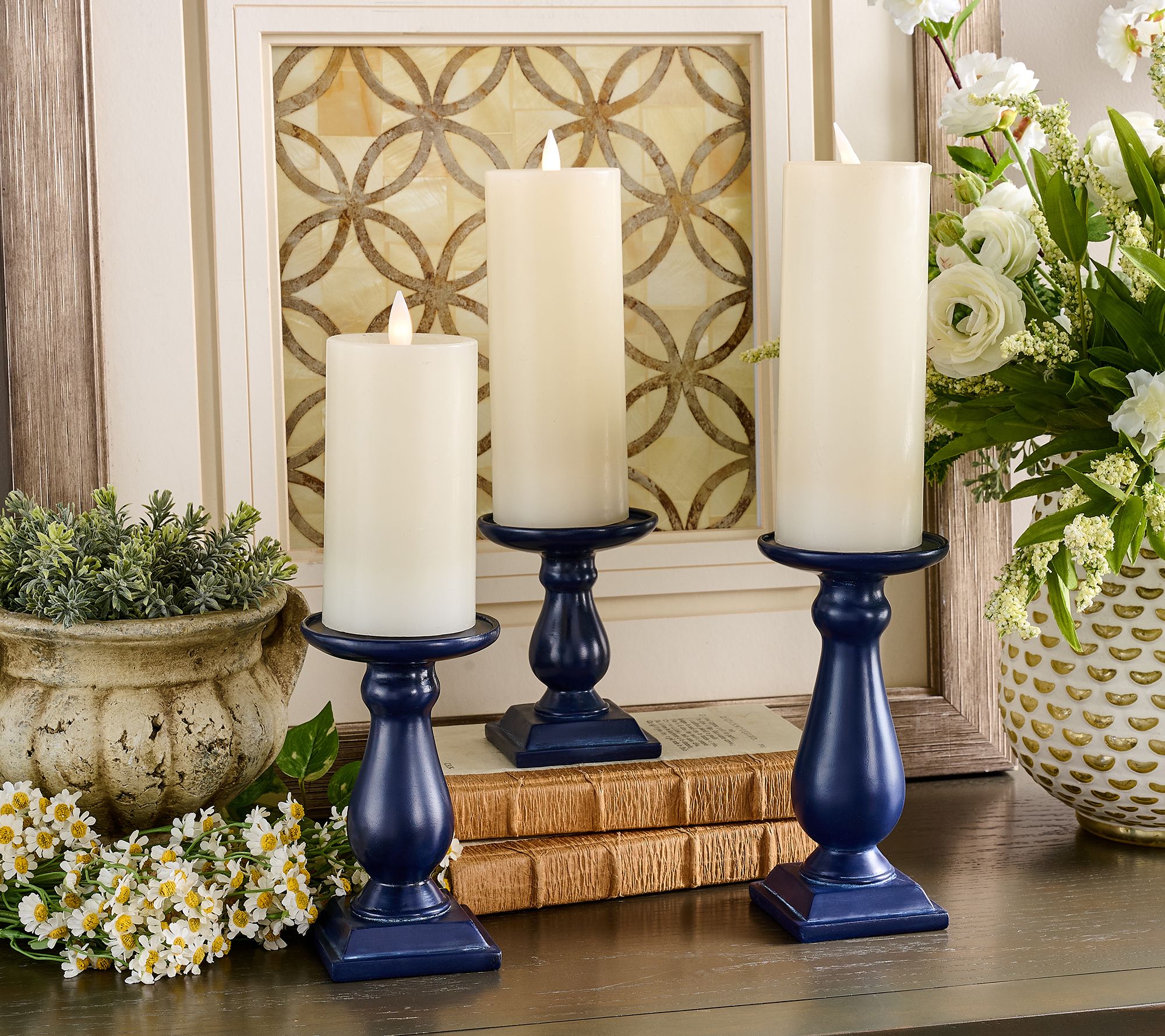 Set of 3 Flippable Pedestal Candleholders by Valerie