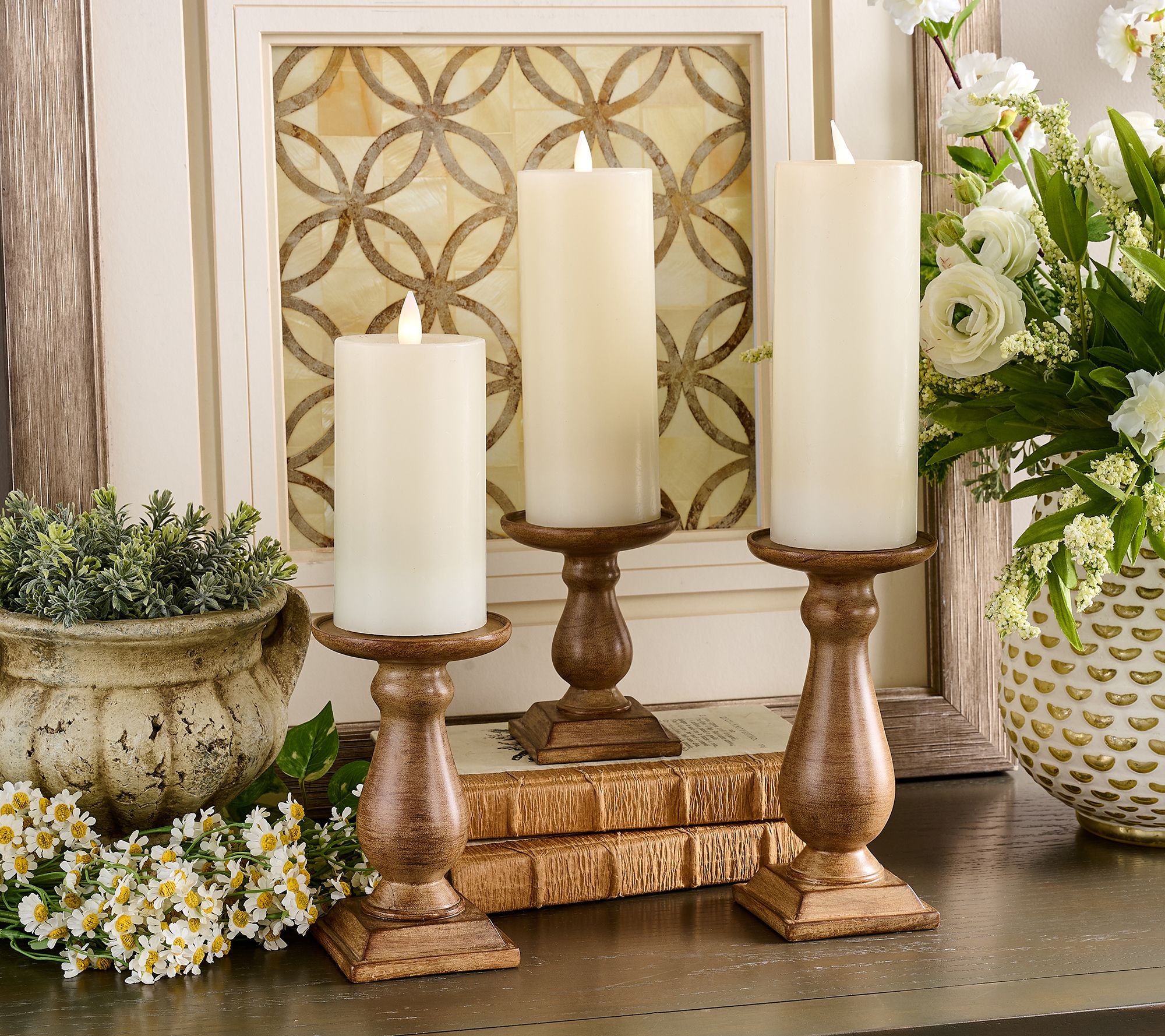 Set of 3 Flippable Pedestal Candleholders by Valerie