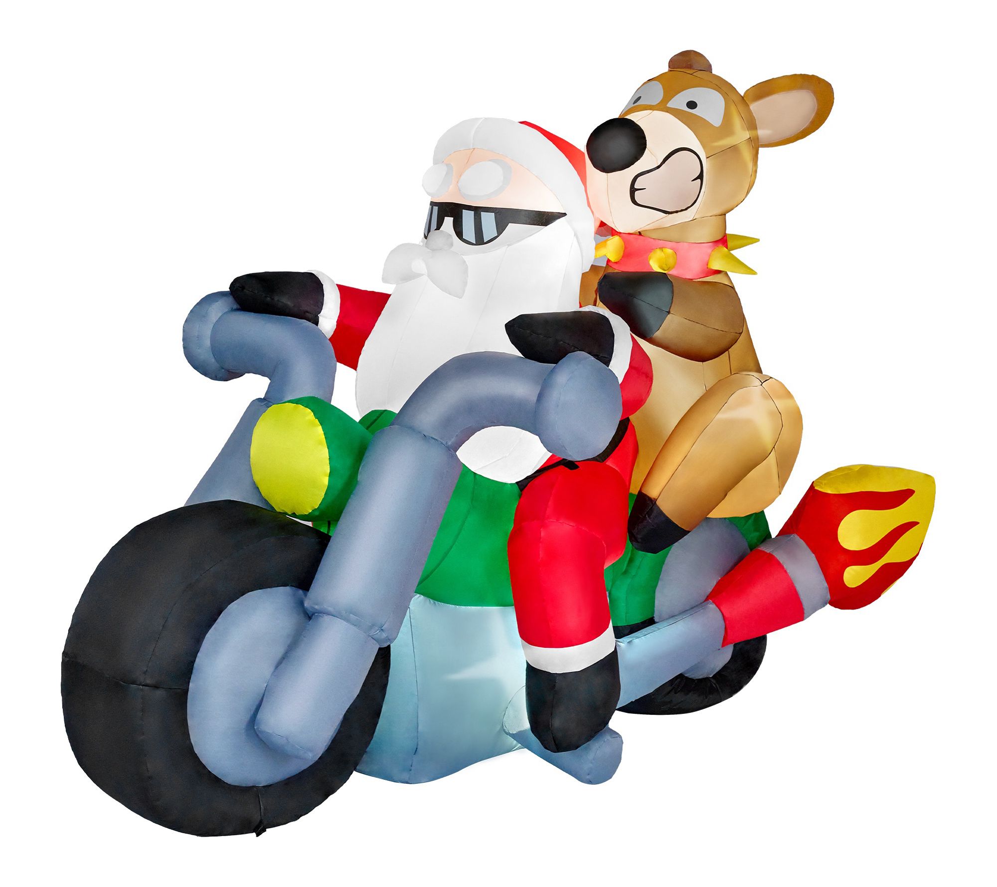 Joyfy 7ft Long Christmas Inflatables Santa Riding Motorcycle