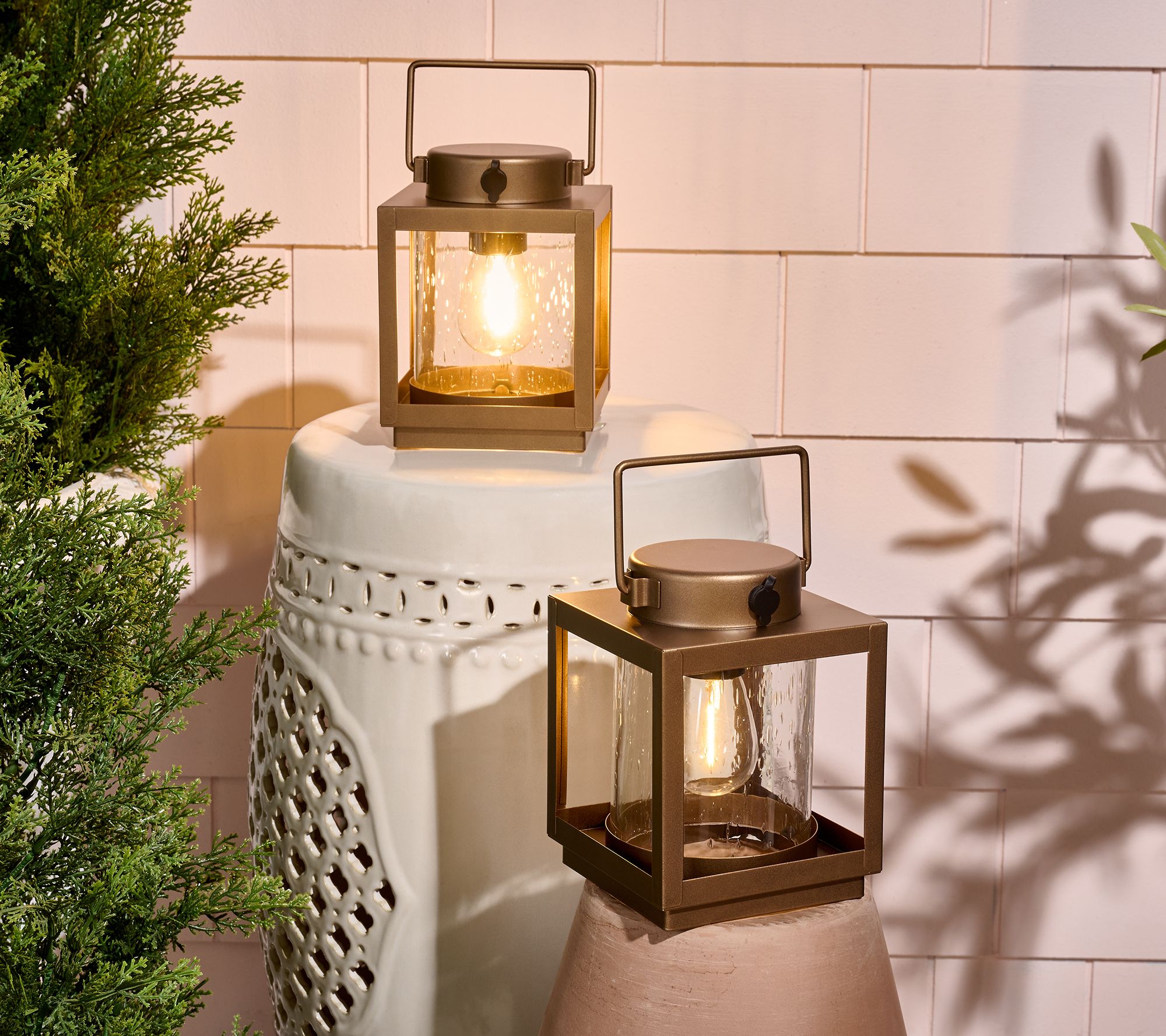 "As Is" Home Reflections Set of (2) 6" Indoor/Outdoor Metal Lanterns