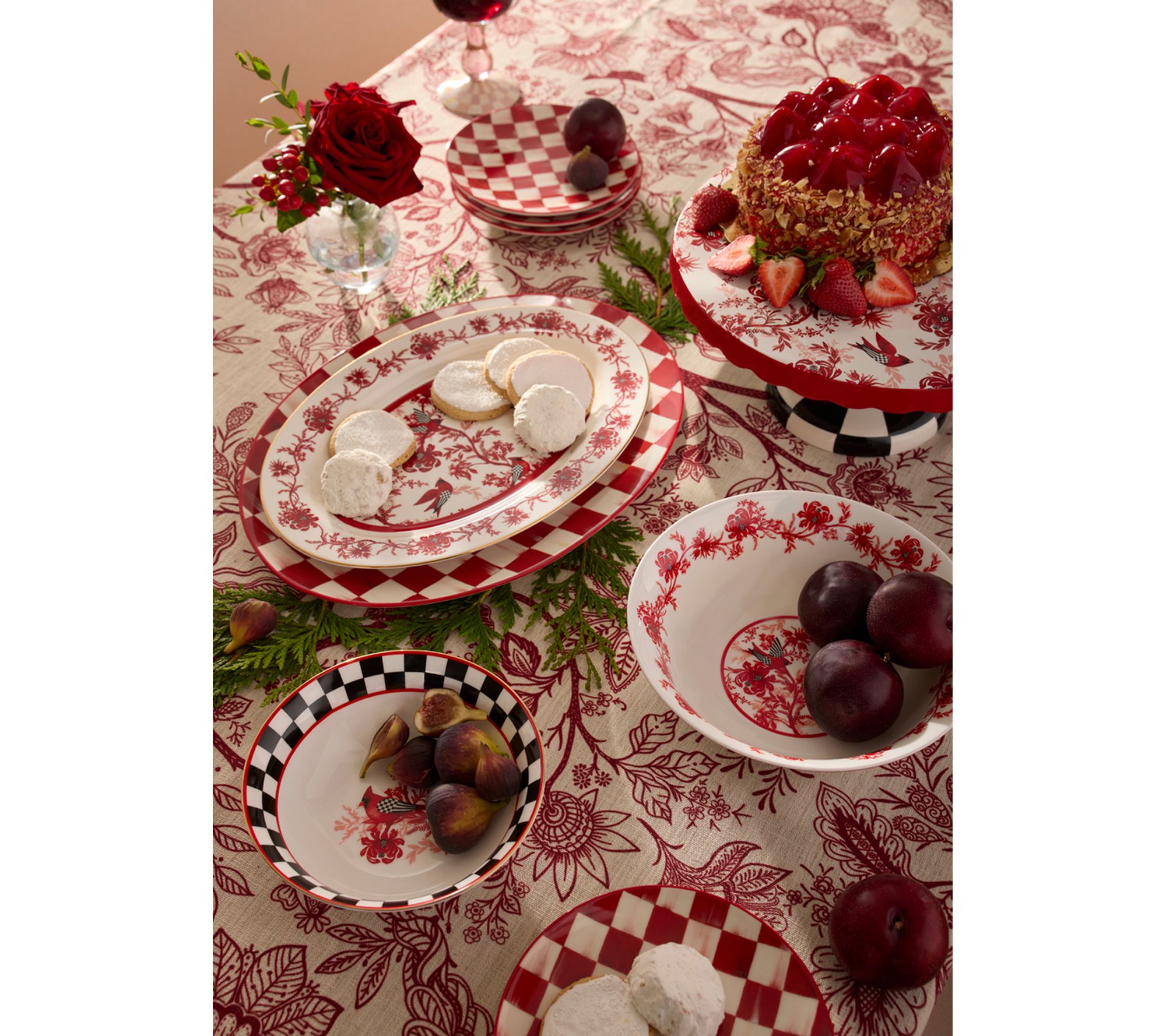MacKenzie-Childs Cardinal Toile Oval Platter - QVC.com
