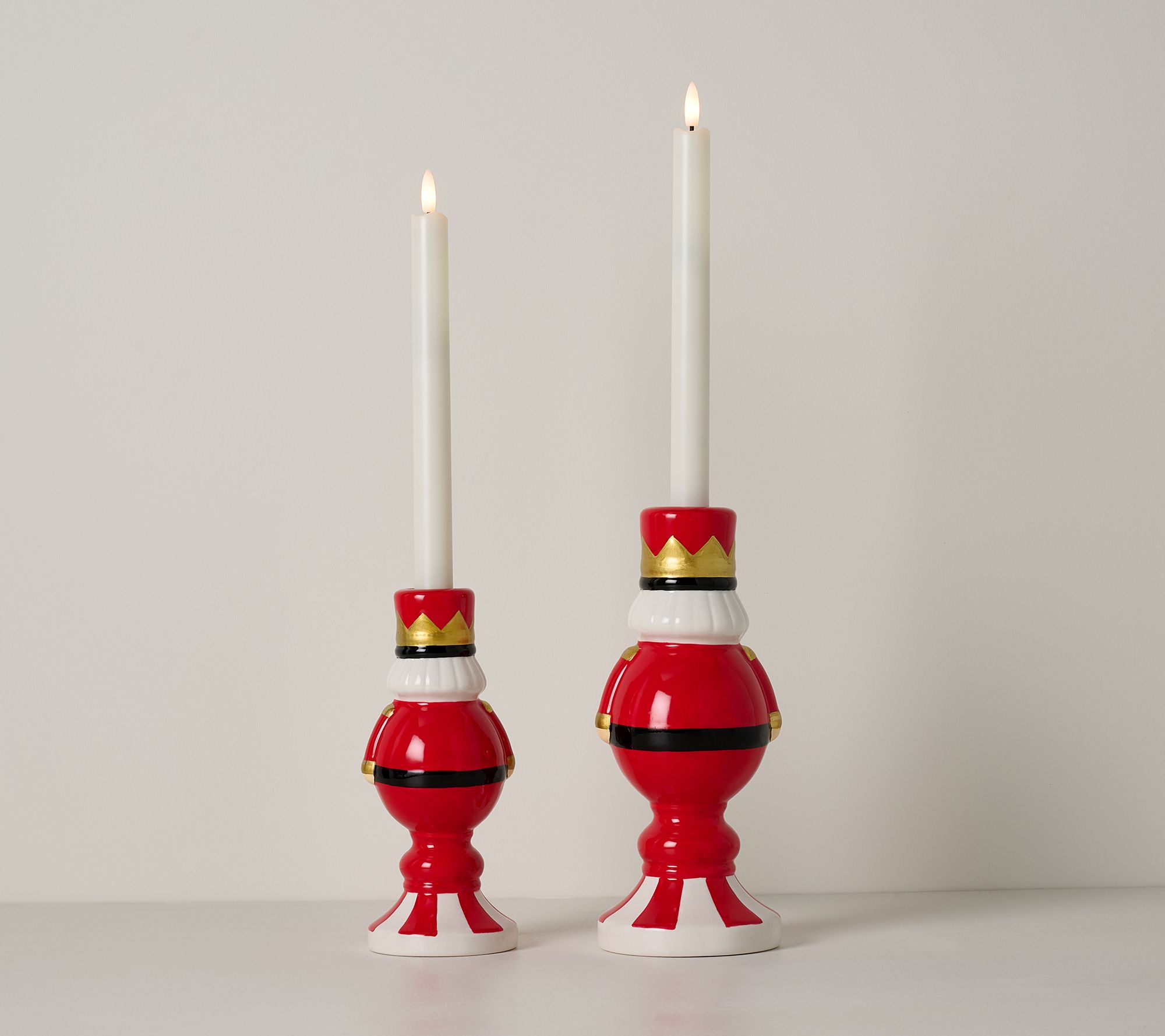 Kringle Express Set of 2 Holiday Taper Holders with Tapers | QVC