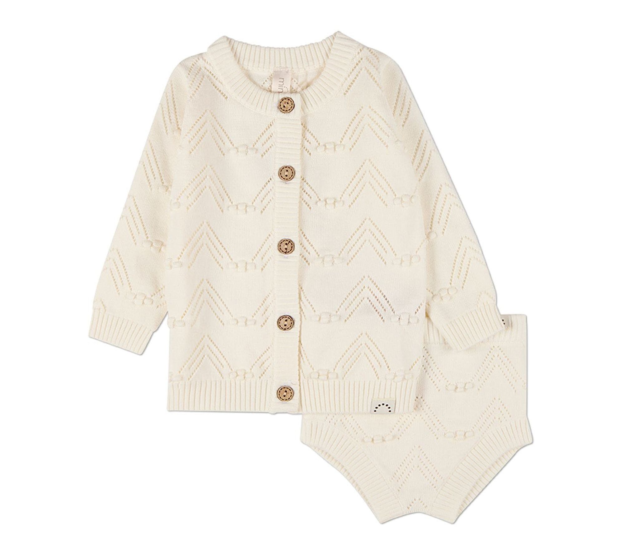 MiniMoi 2 Piece Cotton Knit Cardigan and Bloomer Set