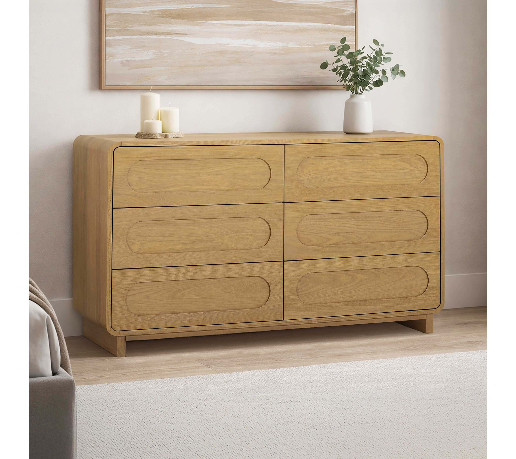 Teamson Home Tenley Oak Veneer Push Open 6-Drawer Dresser
