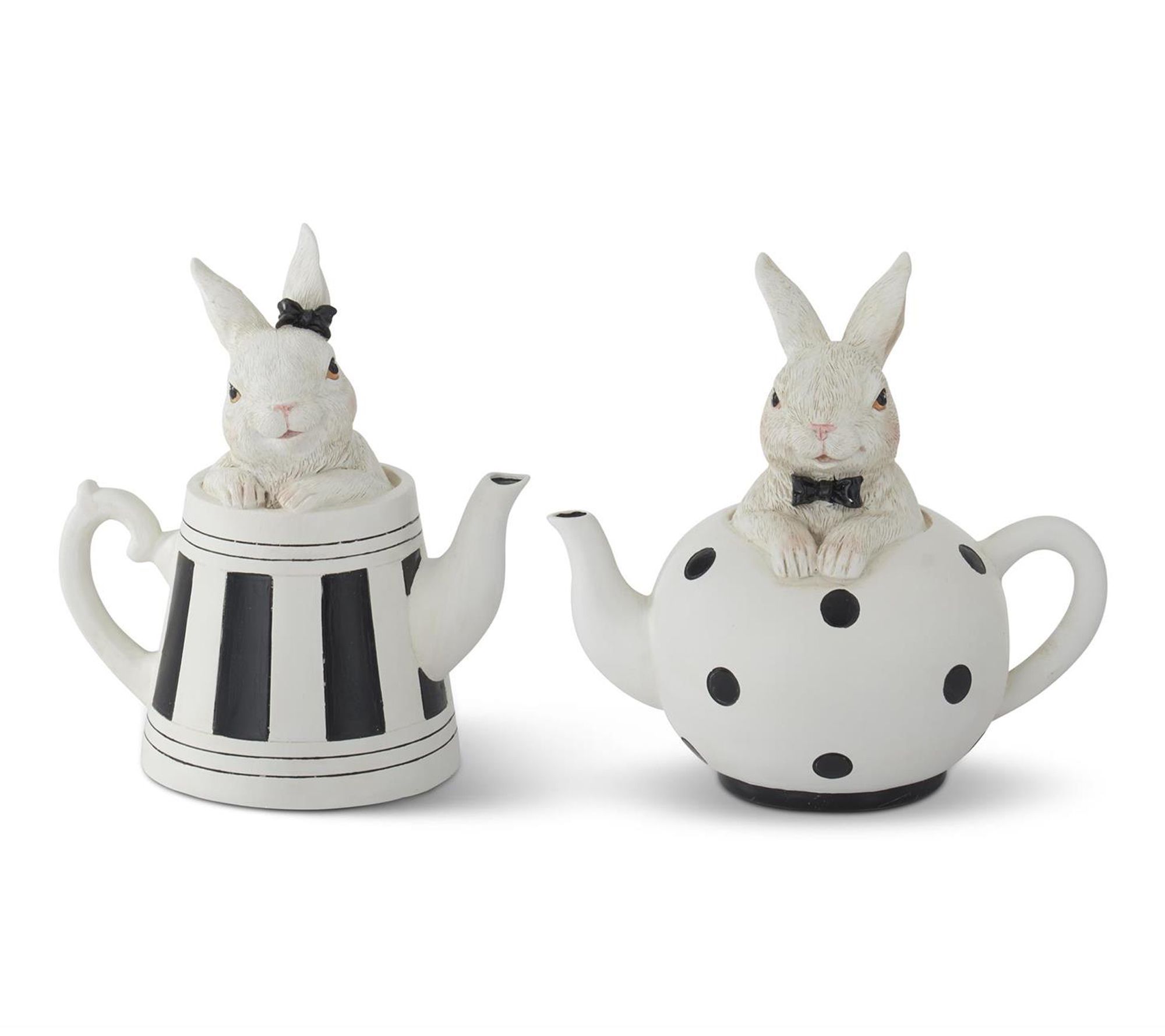 RC Home Decor- 5.75" Black & White Bunny TeapotEaster Set