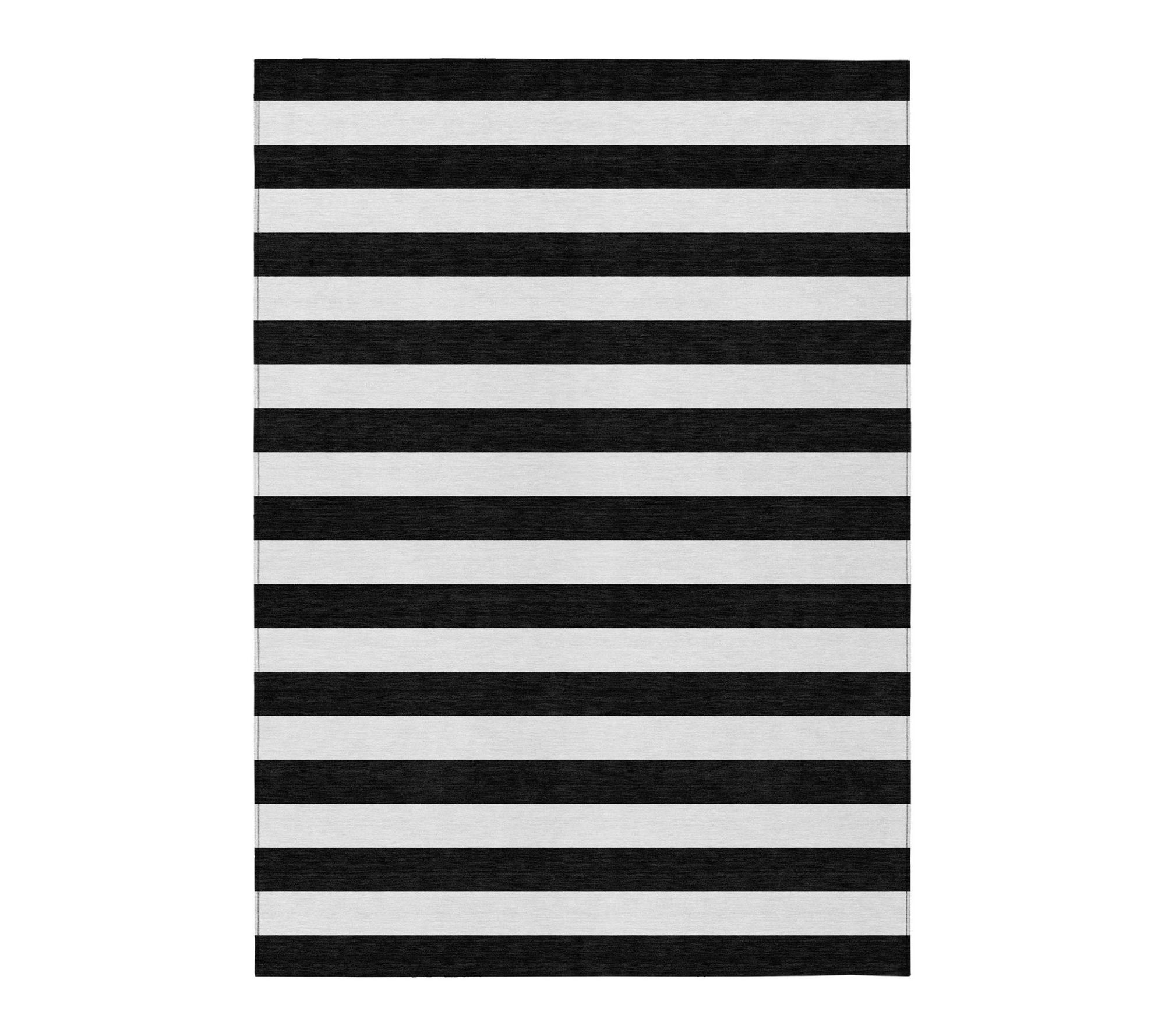 HomeRoots 3' X 5' Black and White Striped Washable Rug
