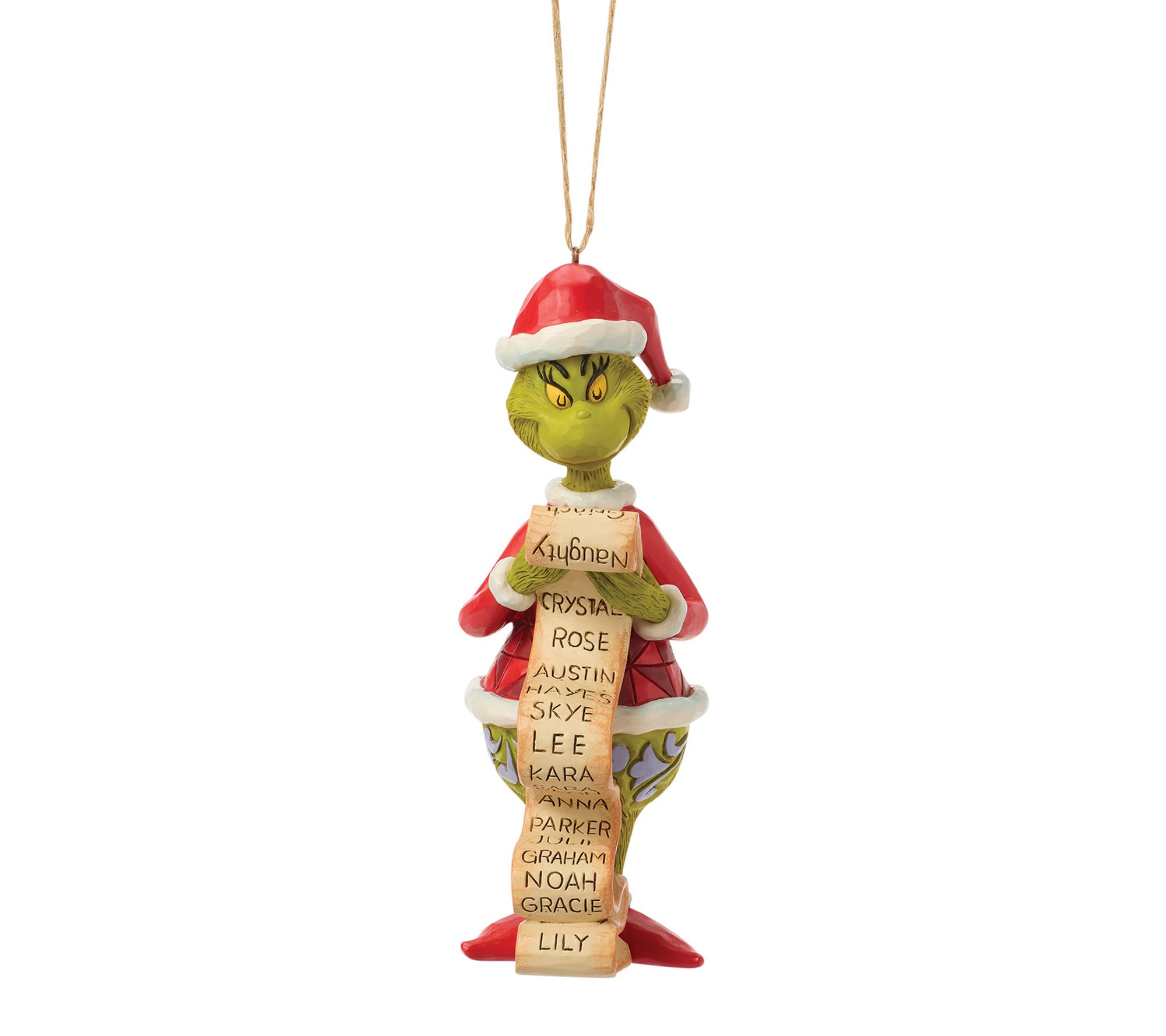 Jim Shore Grinch with List Hanging Ornament 5.5in