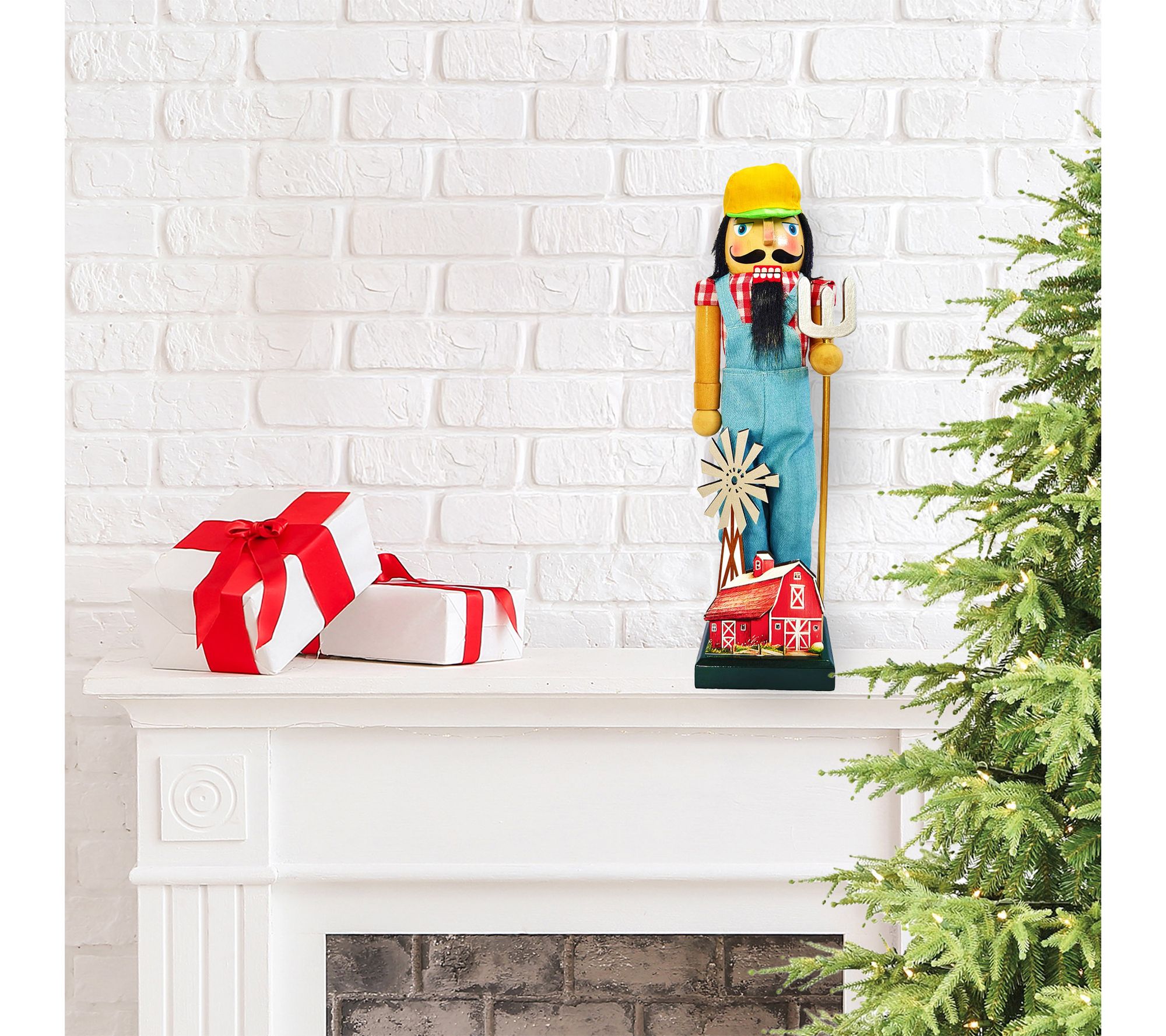 Santa's Workshop 14" Red Barn Farmer Nutcracker