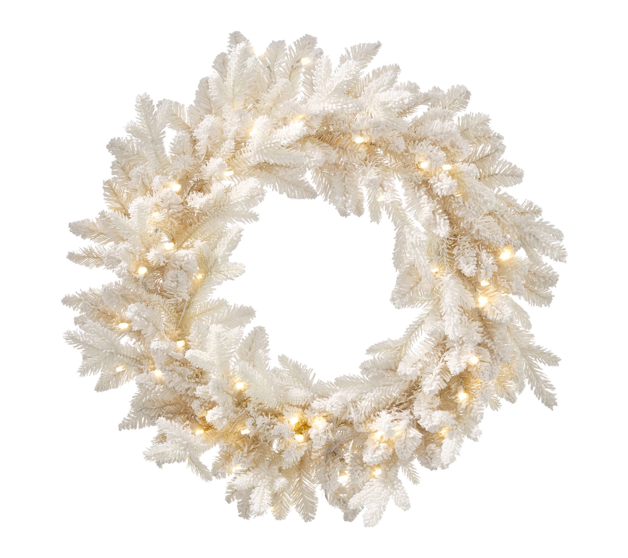 30" LED Cream Bavarian Spruce Wreath by Valerie