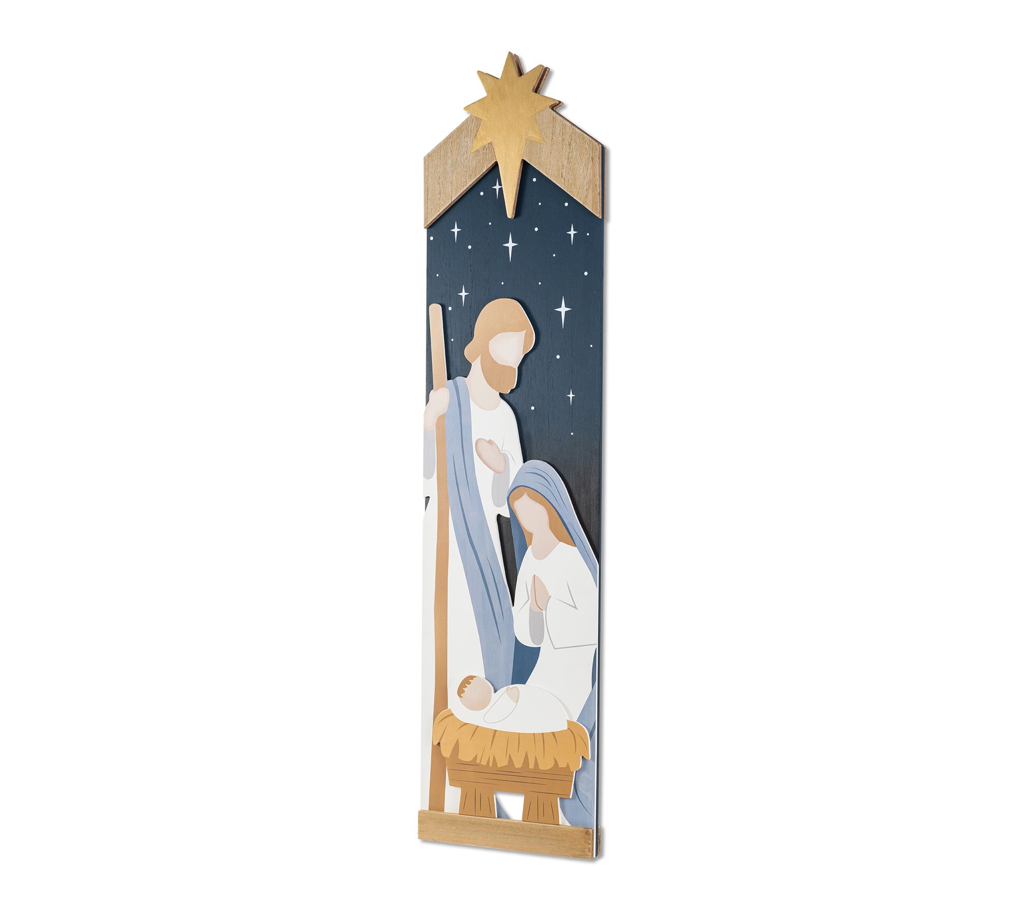 Glitzhome Christmas Double Sided Nativity Porch Leaner