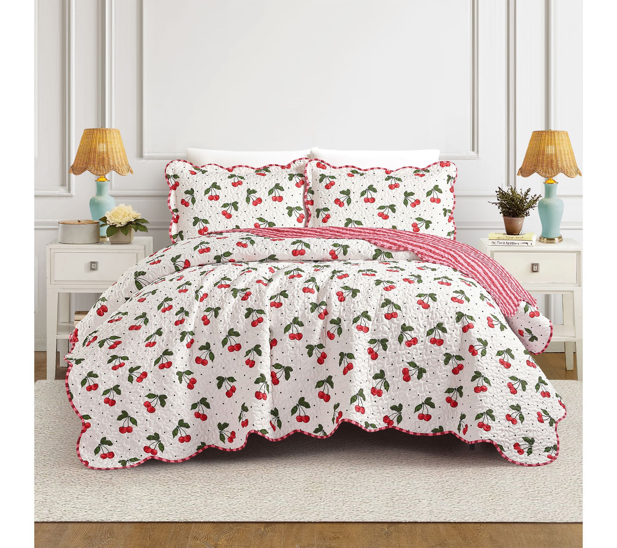 Modern Heirloom Cherry 3-Pc Full/Queen Quilt Set