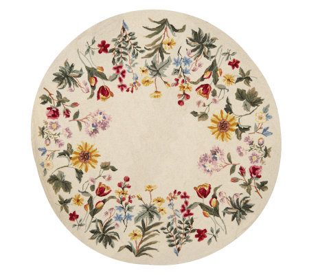 Royal Palace 5'x5' Round Hand Hooked Floral Fields Wool Rug 