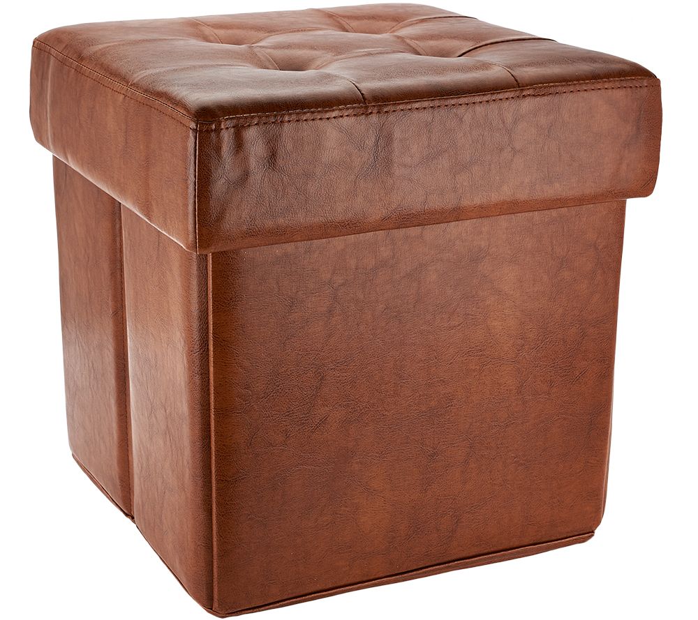 "As Is" Set of 2 Faux Leather Fold-up Storage Ottomans w/Tray by Valerie
