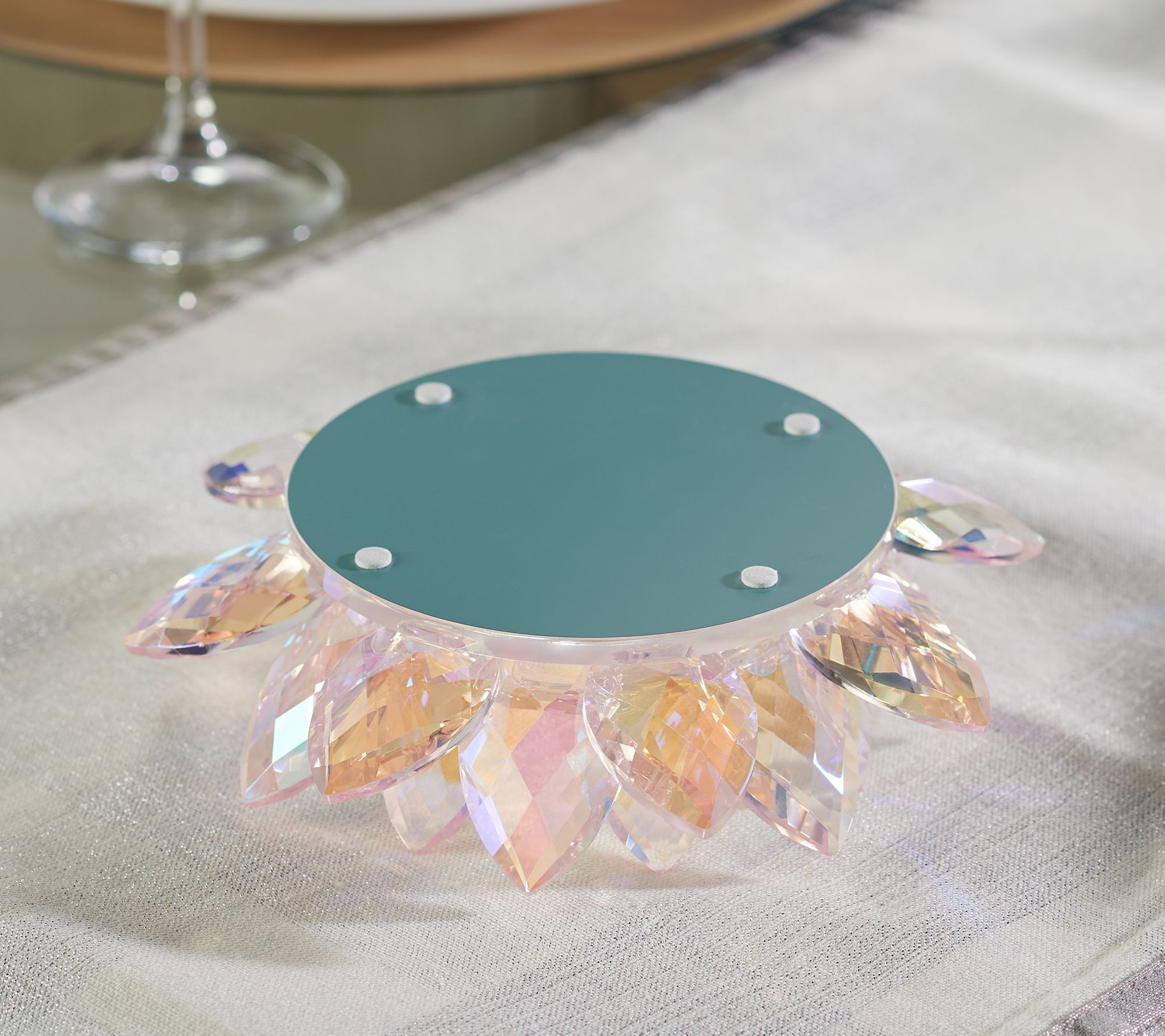 "As Is" Iridescent Glass Lotus Candle Holder by Valerie