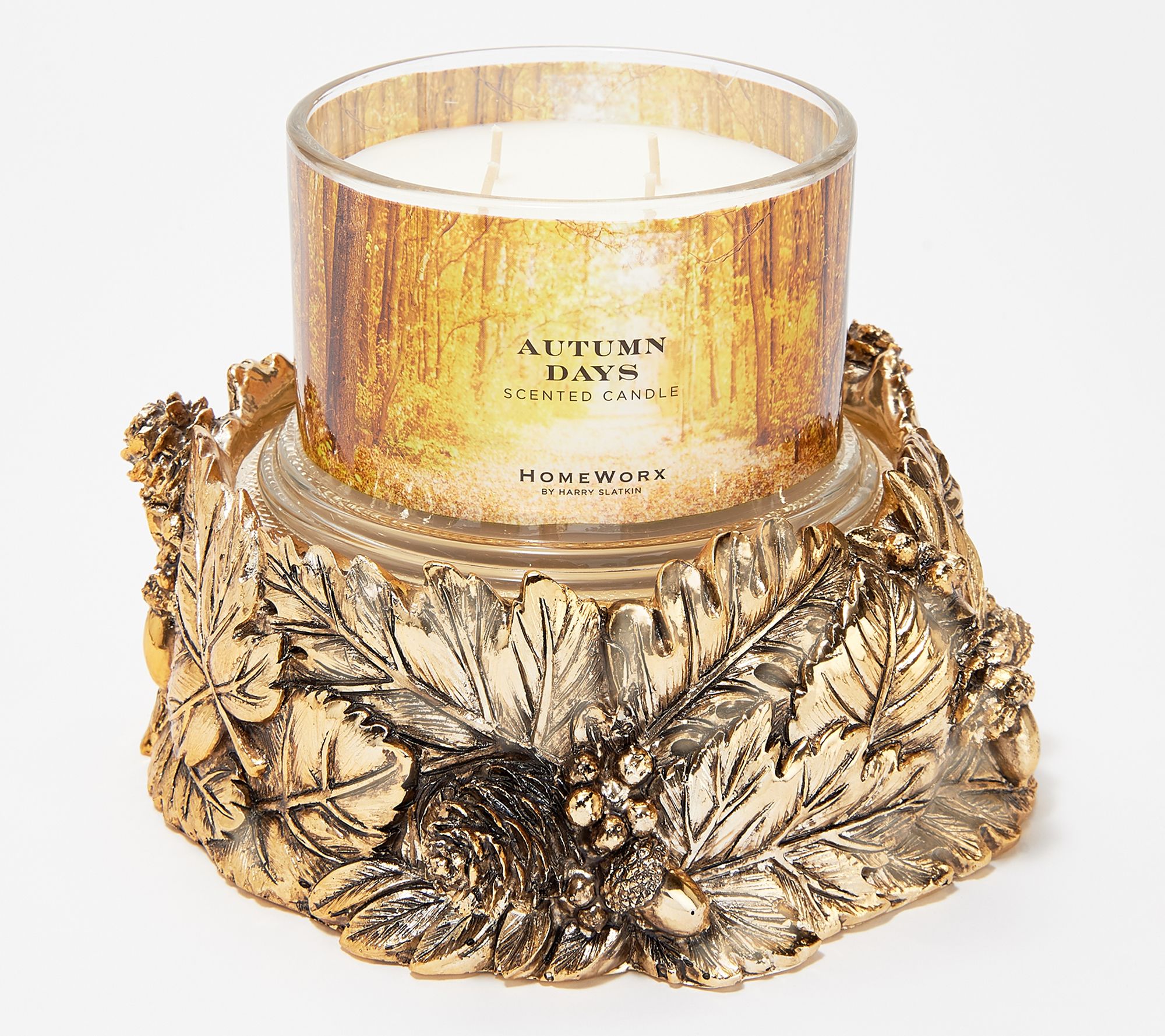 Cozy up your home with a fall foliage pedestal candle