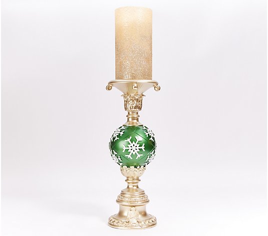 Kringle Express 15" Resin Ornament Candle Pillar with LED Candle