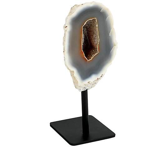 Natural Agate Geode on Metal Stand