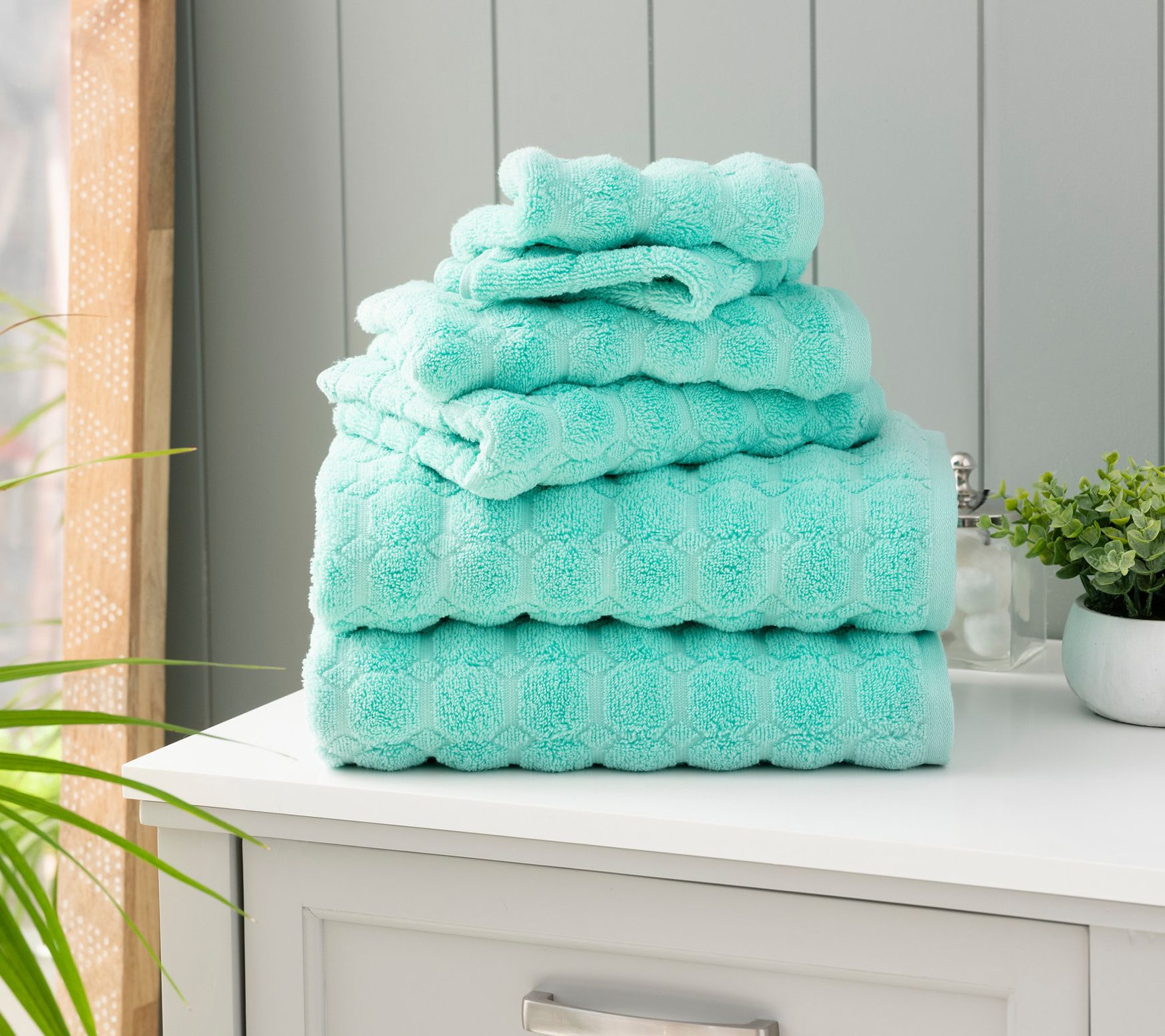  MARTHA STEWART 100% Cotton Bath Towels Set Of 6 Piece