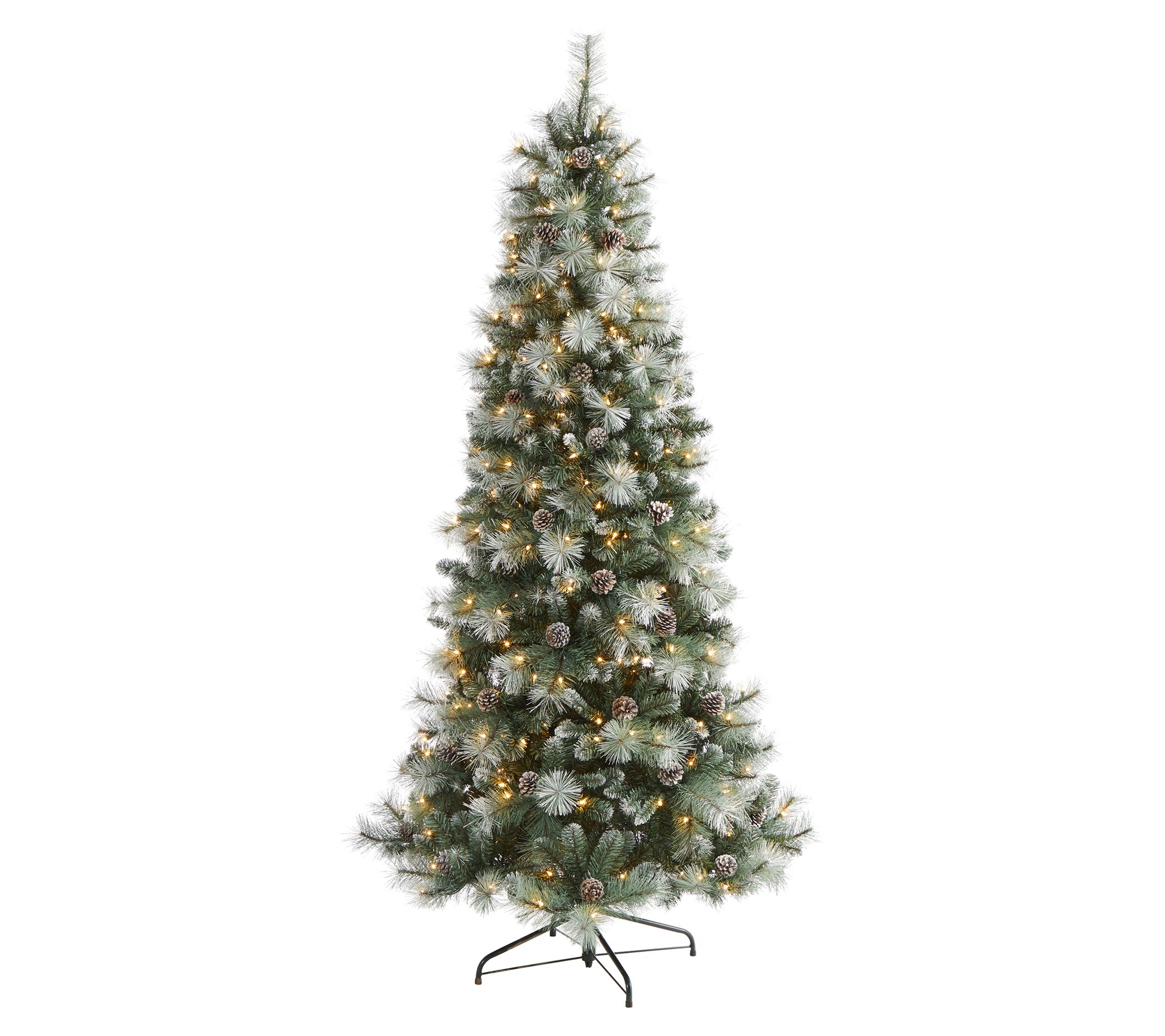 Nearly Natural 7' Frosted Tip Christmas Tree /400 Clear - QVC.com