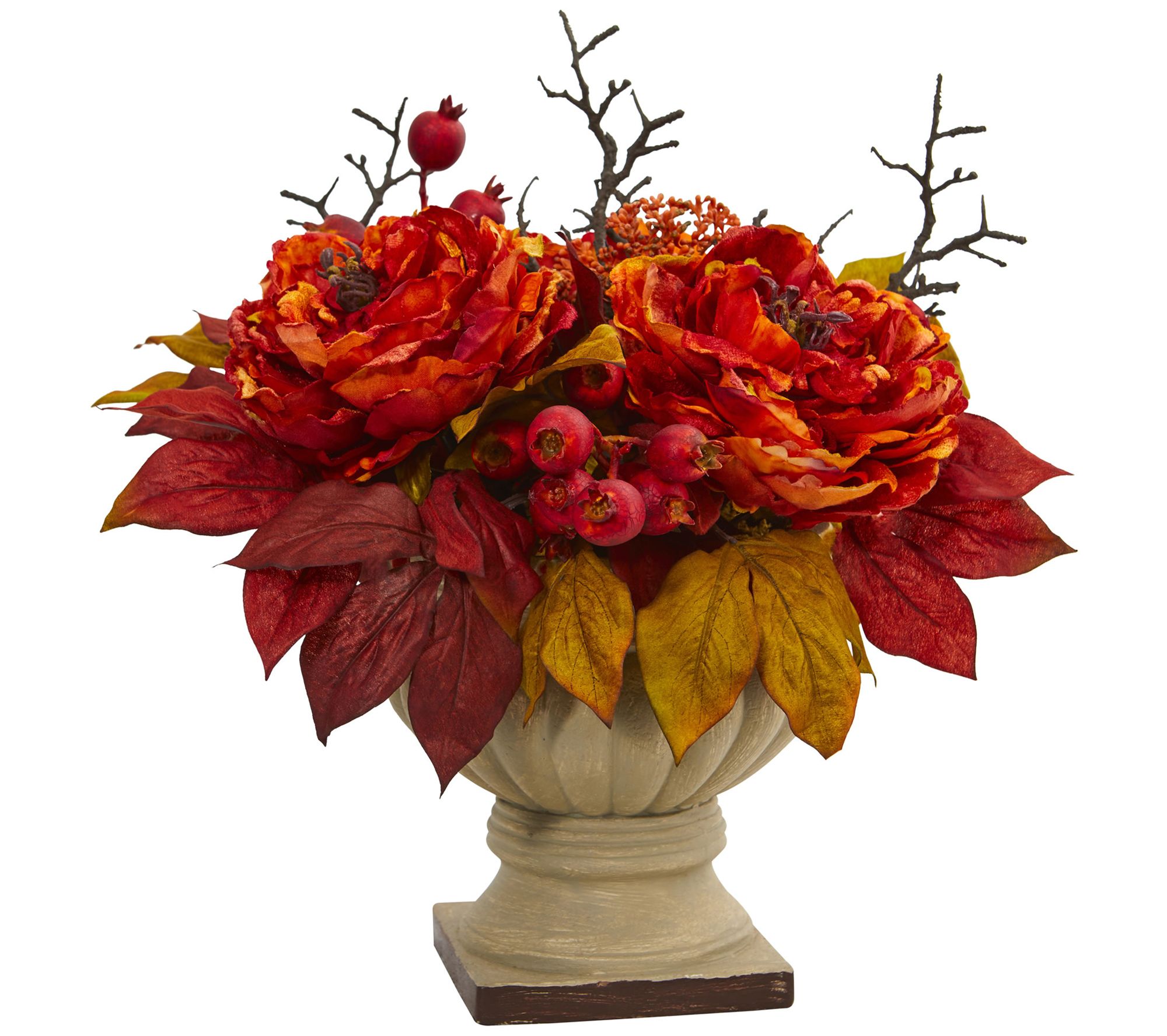 15" Peony and Sedum Arrangement  by Nearly Natural