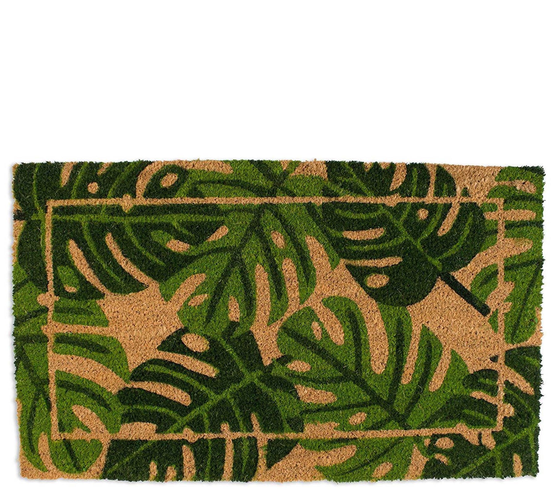 Palm Leaves Natural Coir Doormat with Nonslip Back - QVC.com