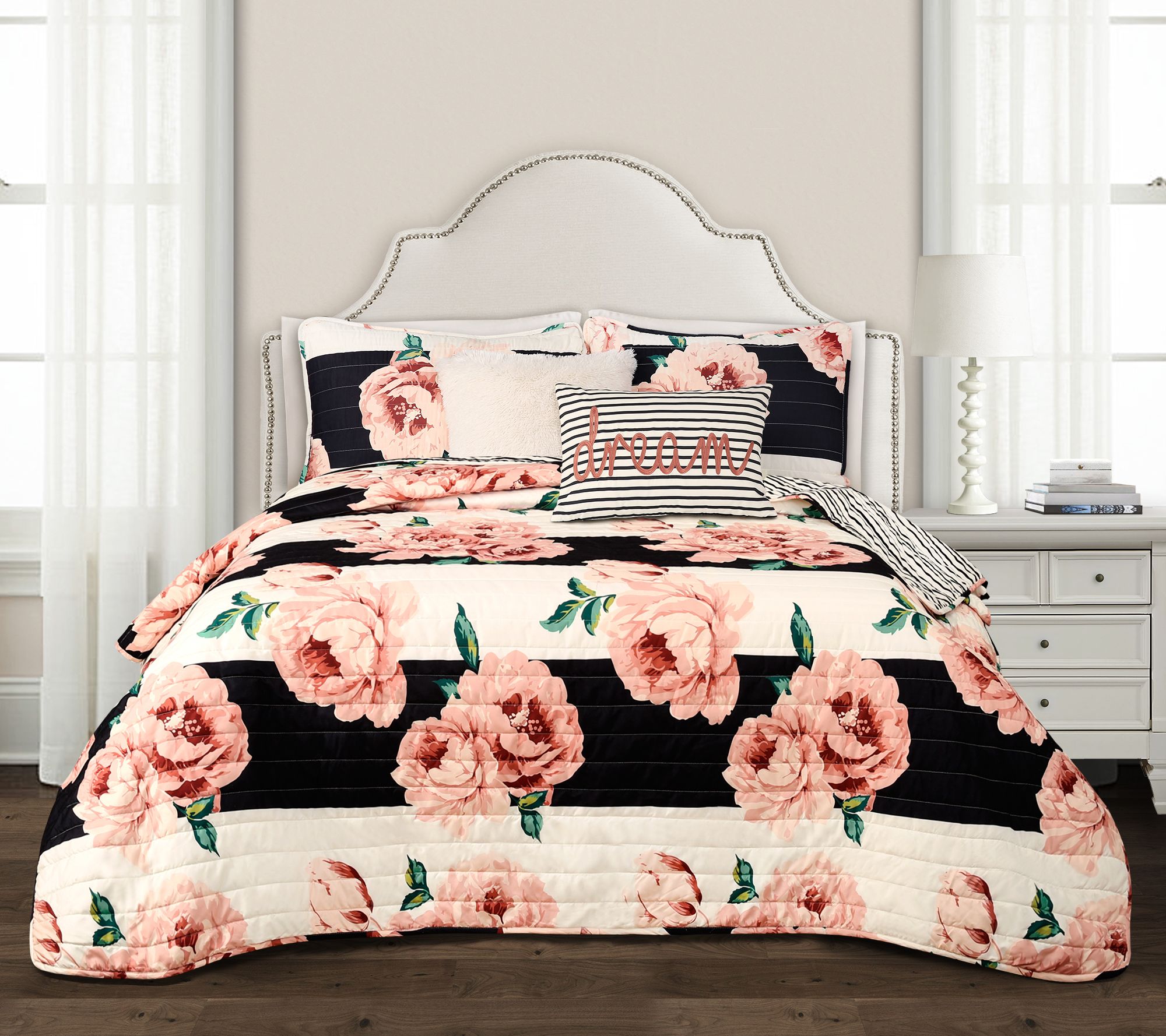 Amara Floral 5 Piece Full Queen Quilt Set By Lush Decor Qvc Com