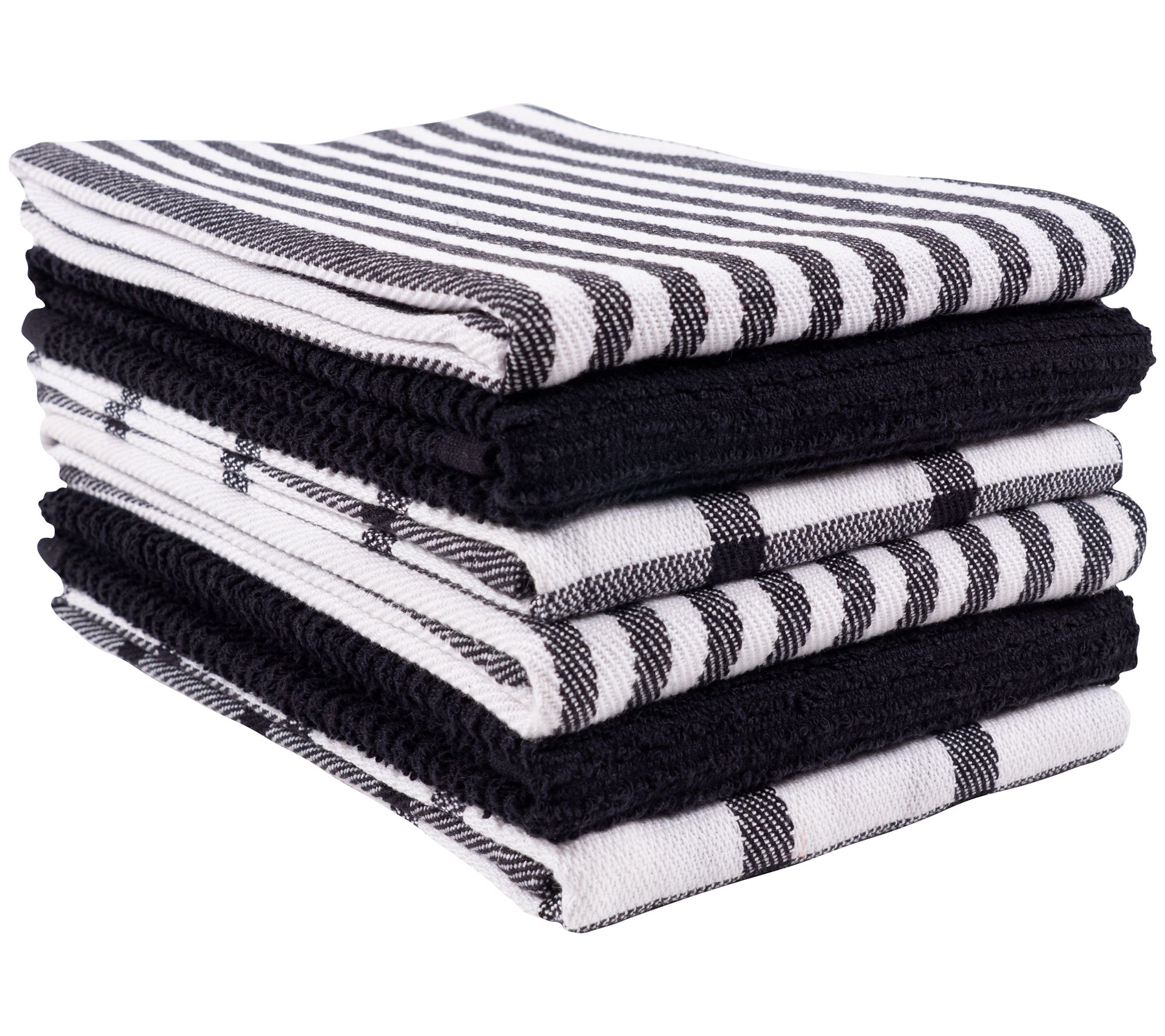 C&F Home Black & White Stripe Woven Cotton Kitchen Towel