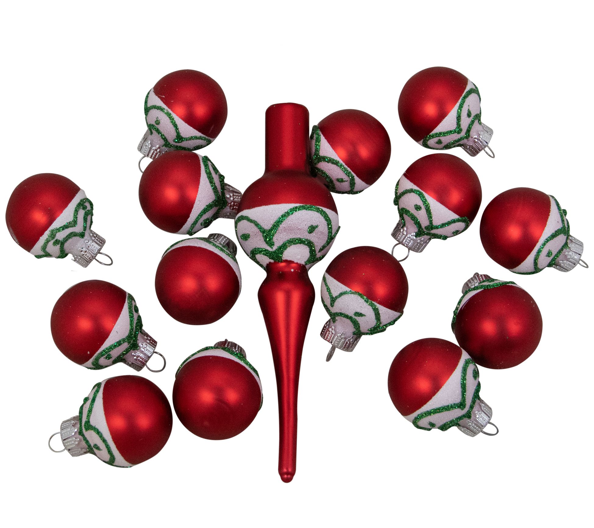 Northlight Red & White Tree Topper with Matching Ornaments