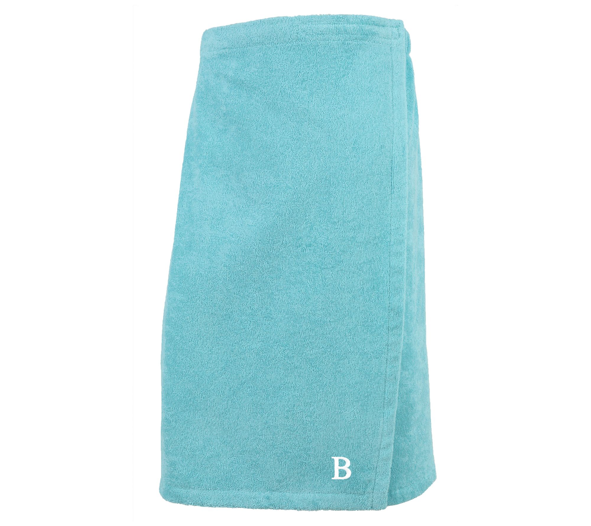 Linum Home Cotton Personalized Women's Terry Body Wrap Aqua