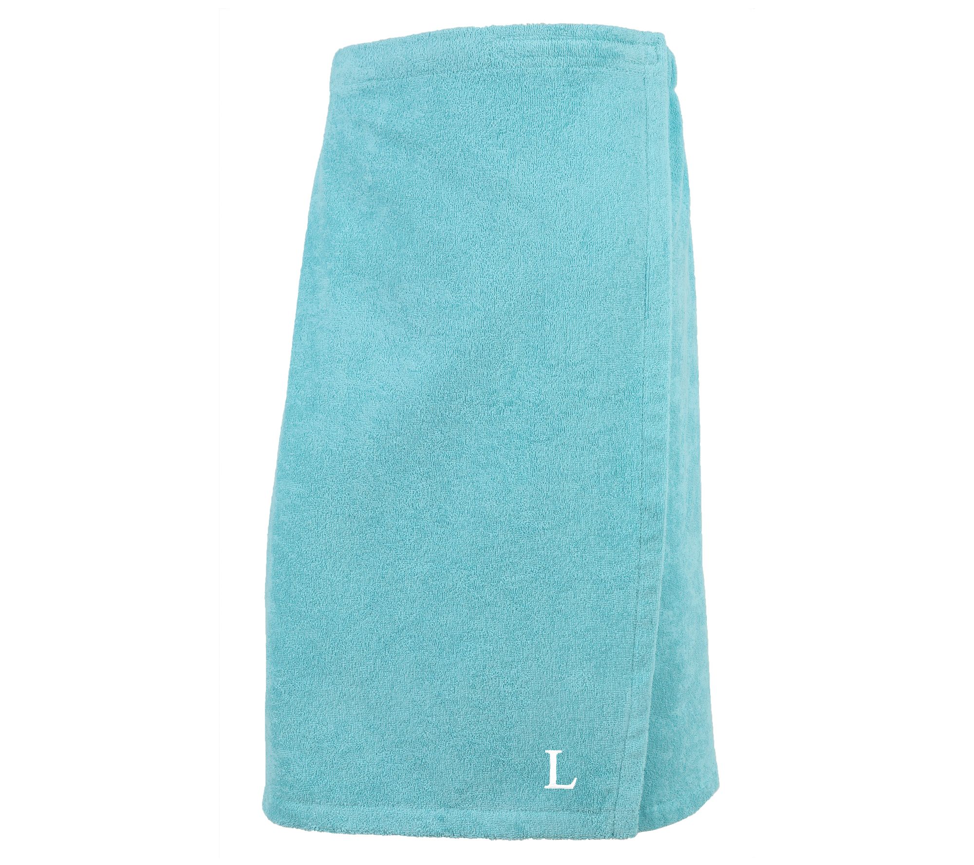 Linum Home Cotton Personalized Women's Terry Bo  dy Wrap Aqua