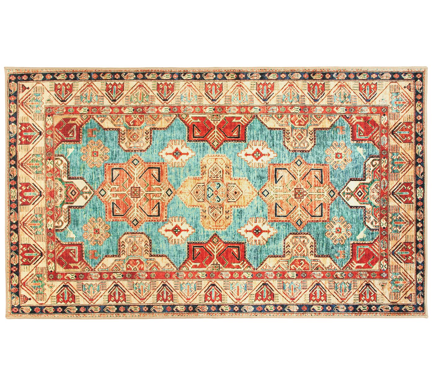 My Magic Carpet Washable Rug Ottoman Turquoise3'X5'