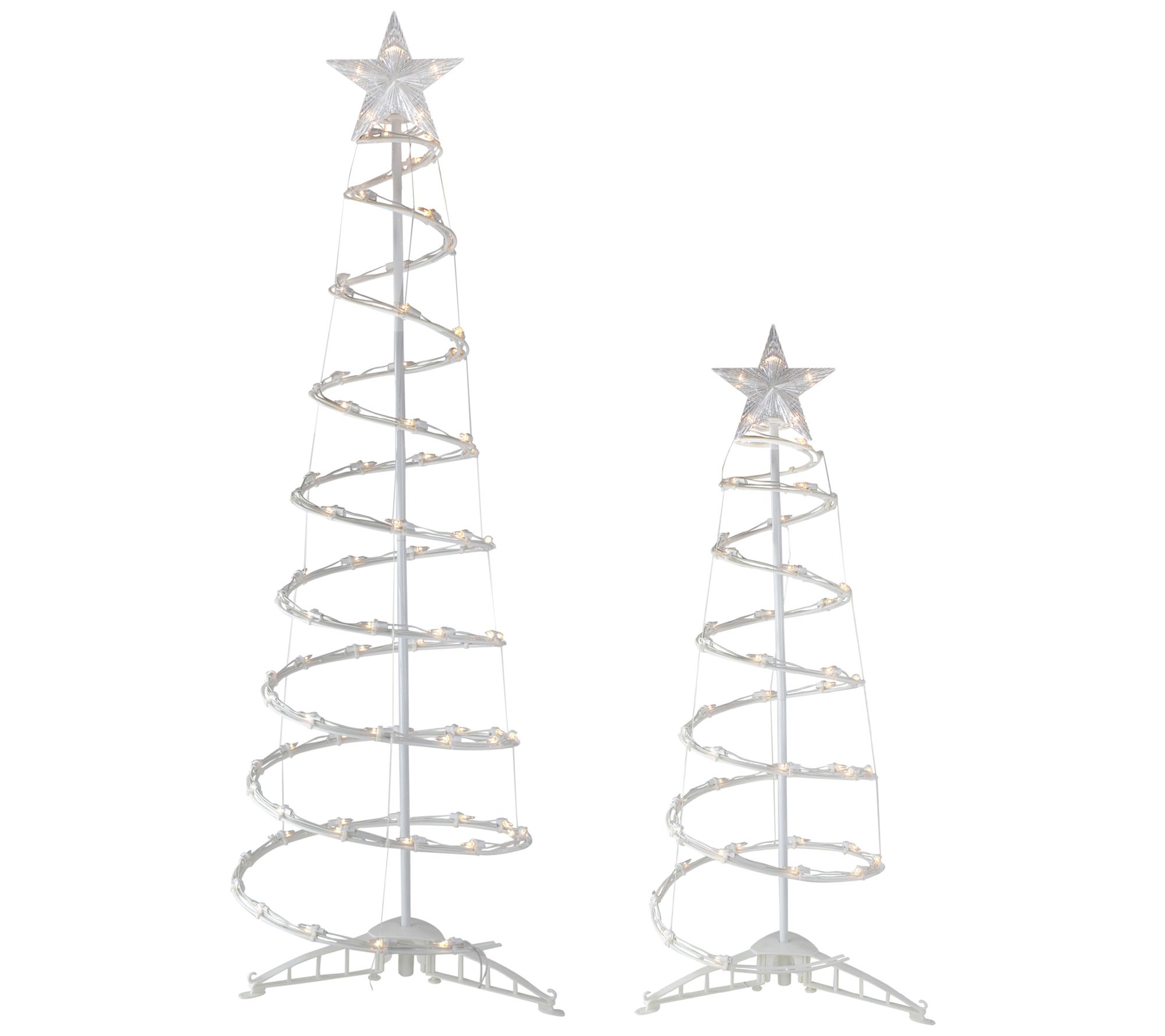 Northlight S/2 Lighted Clear Outdoor Spiral Cone Trees 4' 6' - QVC.com