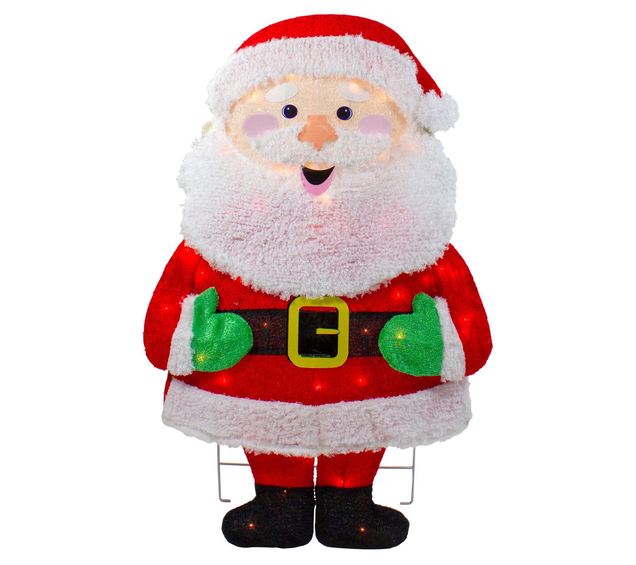 Northlight 32" Lit 2D Chenille Santa Christmas Decoration