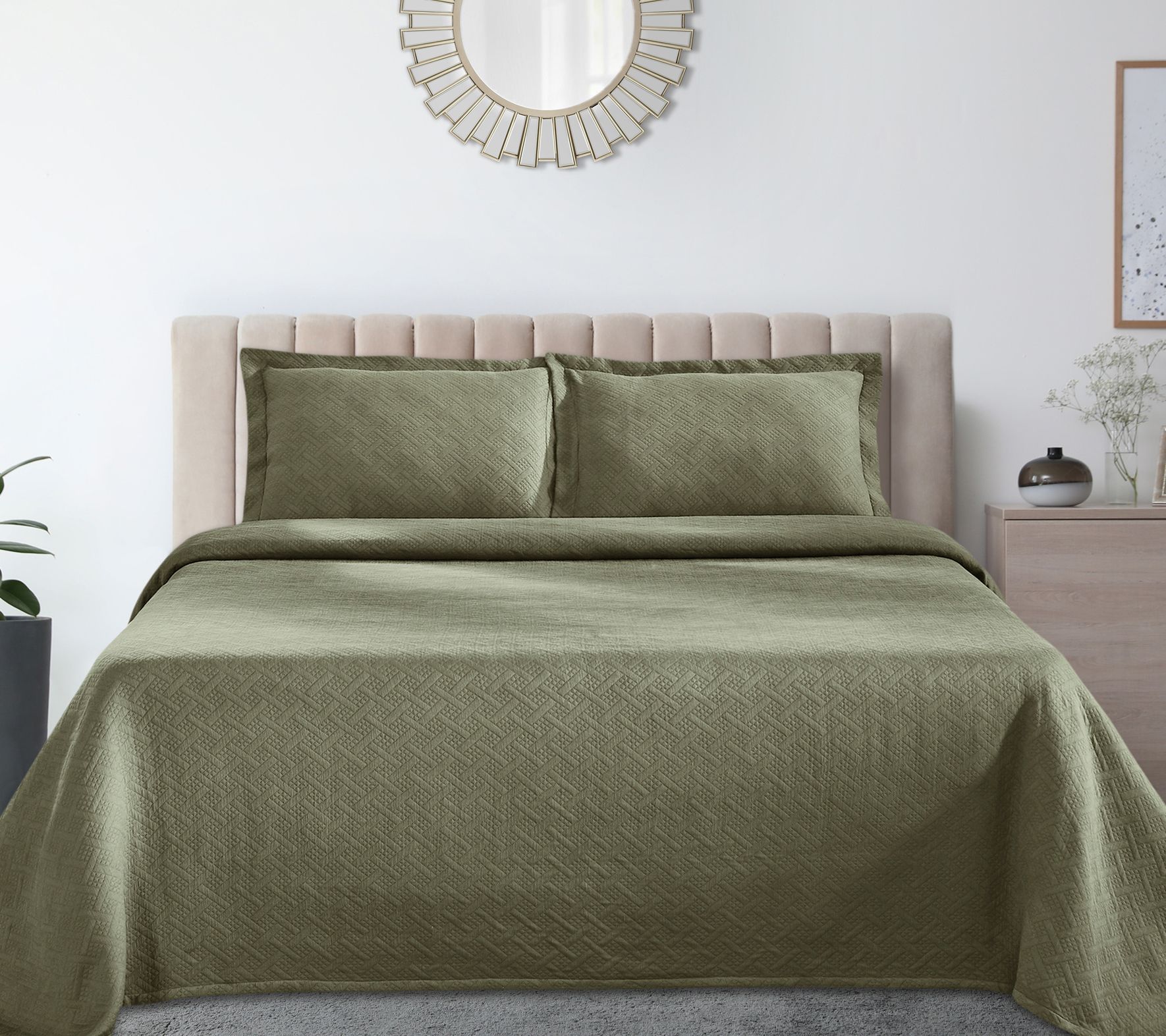 Superior Matela sse Cotton Bask etweave Bedspre ad Set, Full