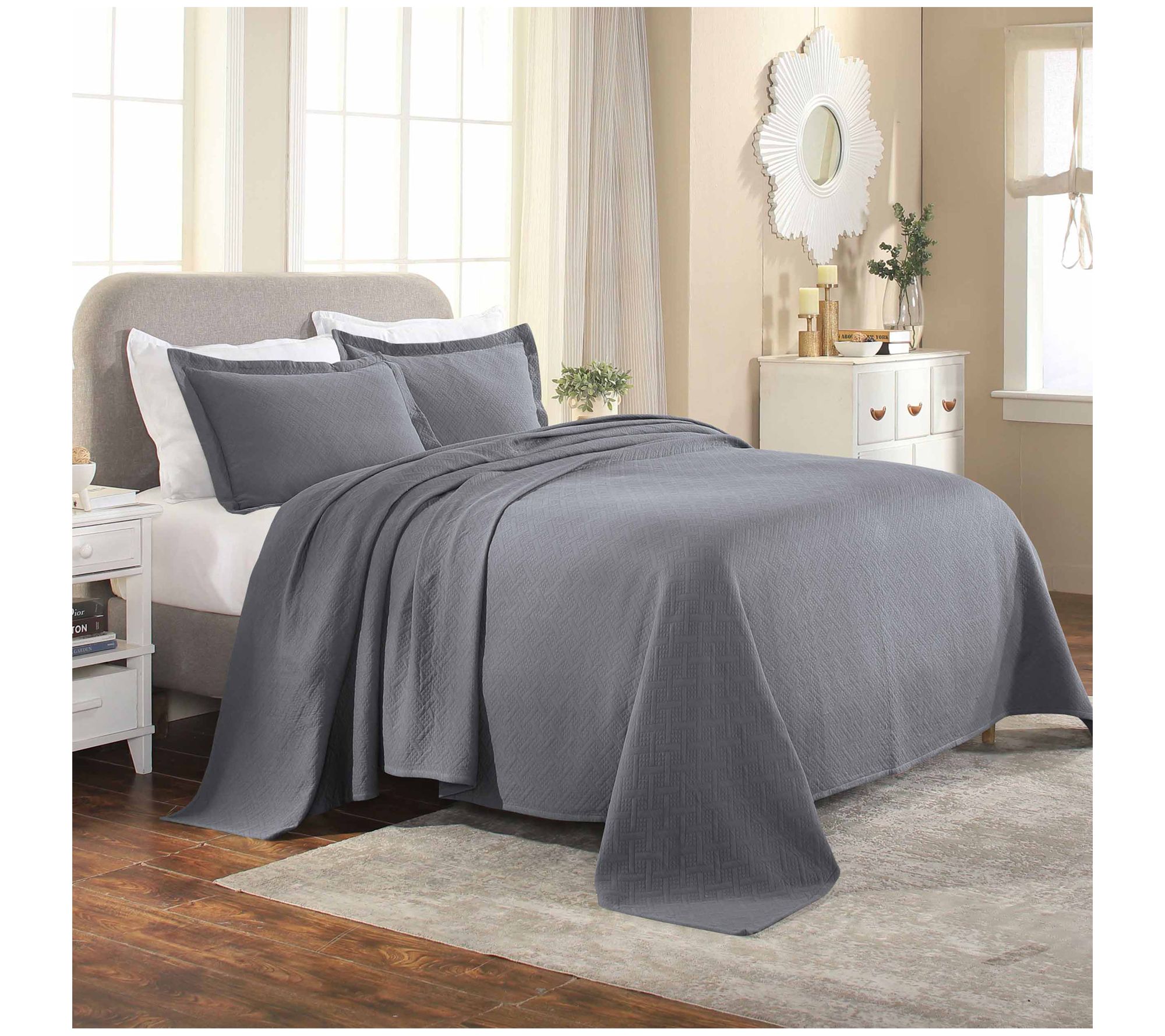 Superior Matela sse Cotton Bask etweave Bedspre ad Set, Full