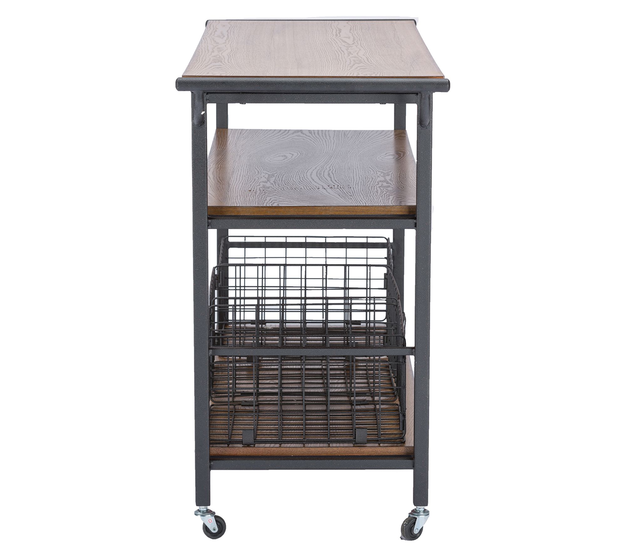 Baxton Studio Lancashire Brown Wood Metal Kitchen Cart QVC