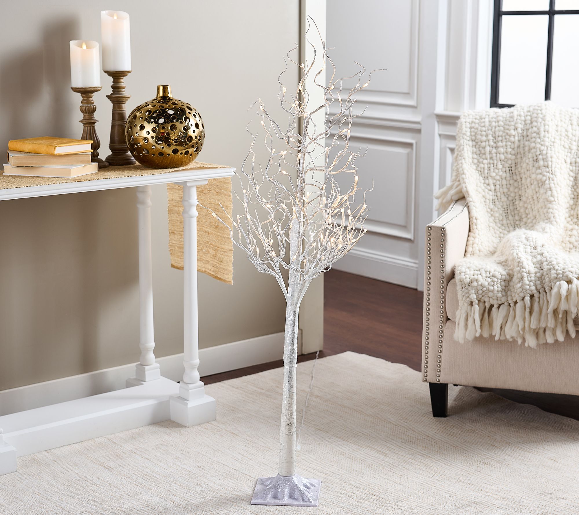 Indoor/Outdoor 4' Twinkling Birch Tree with Remote by Valerie